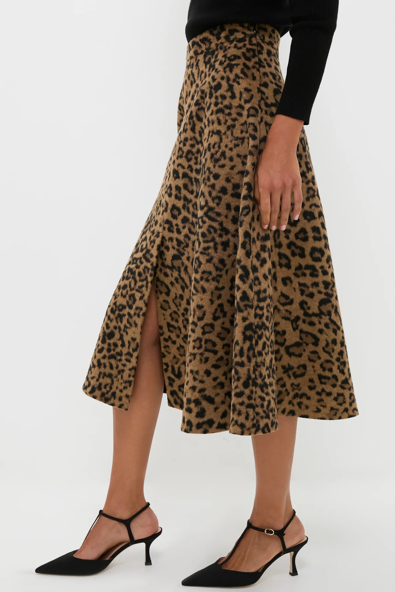 Leopard Brushed Wool Andrea Circle Skirt - Image 3