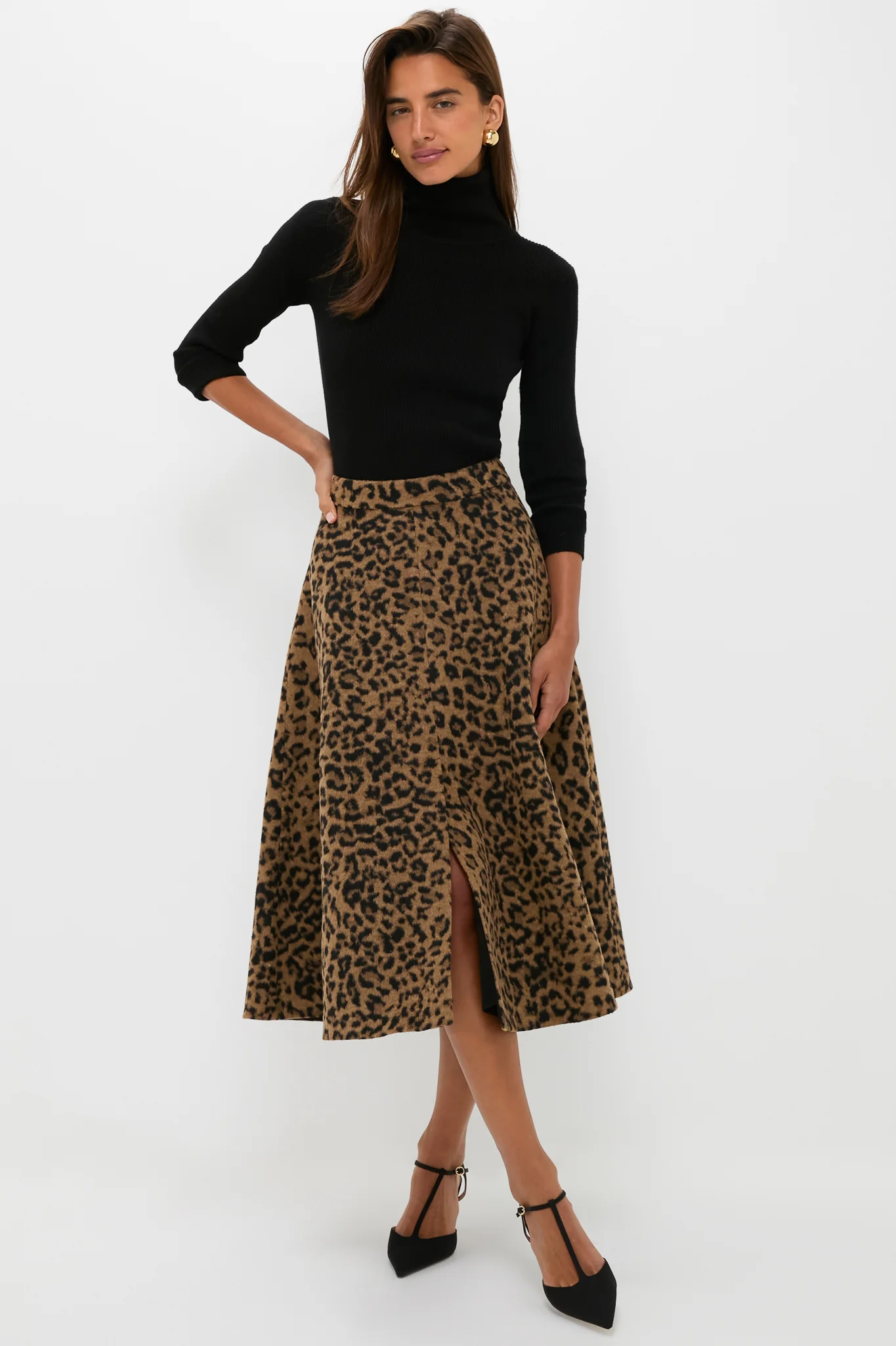 Leopard Brushed Wool Andrea Circle Skirt - Image 5
