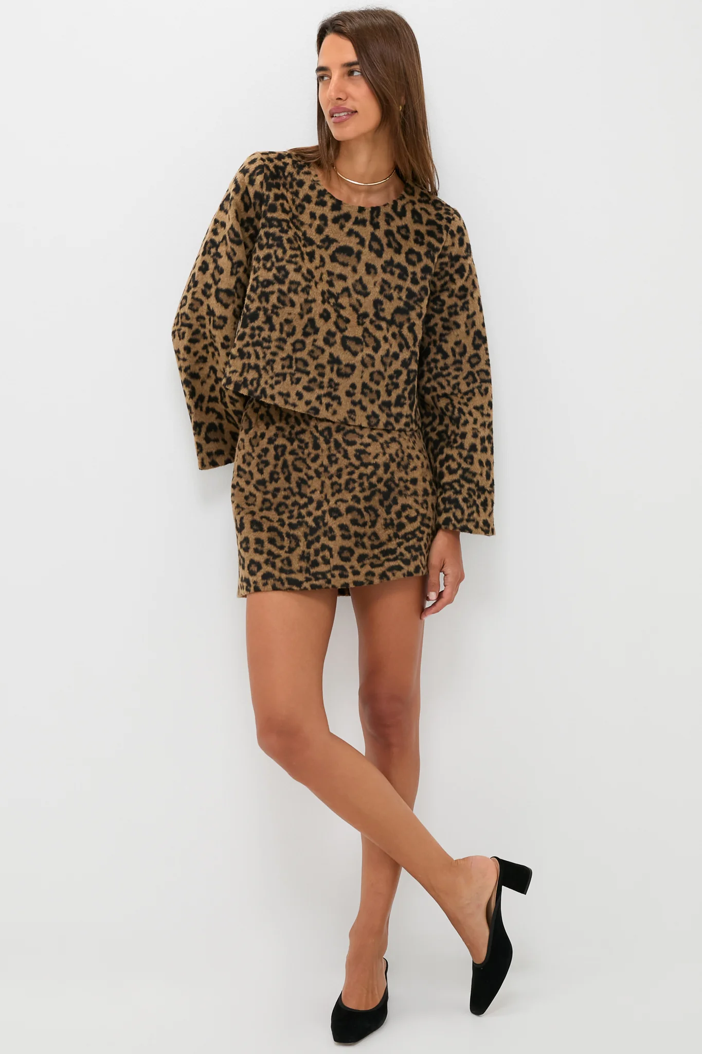 Leopard Brushed Wool Meg Mini Skirt - Image 6
