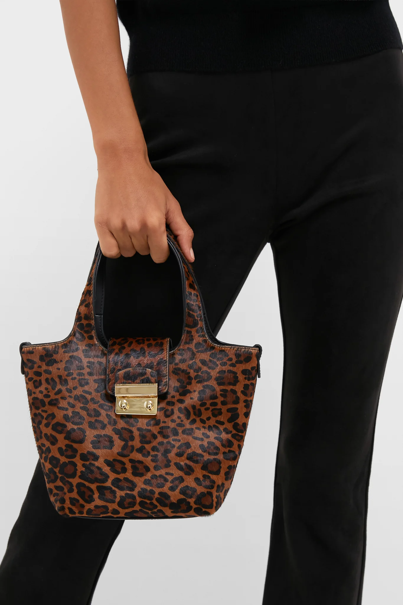 Leopard Pony Hair Mini Market Tote - Image 2