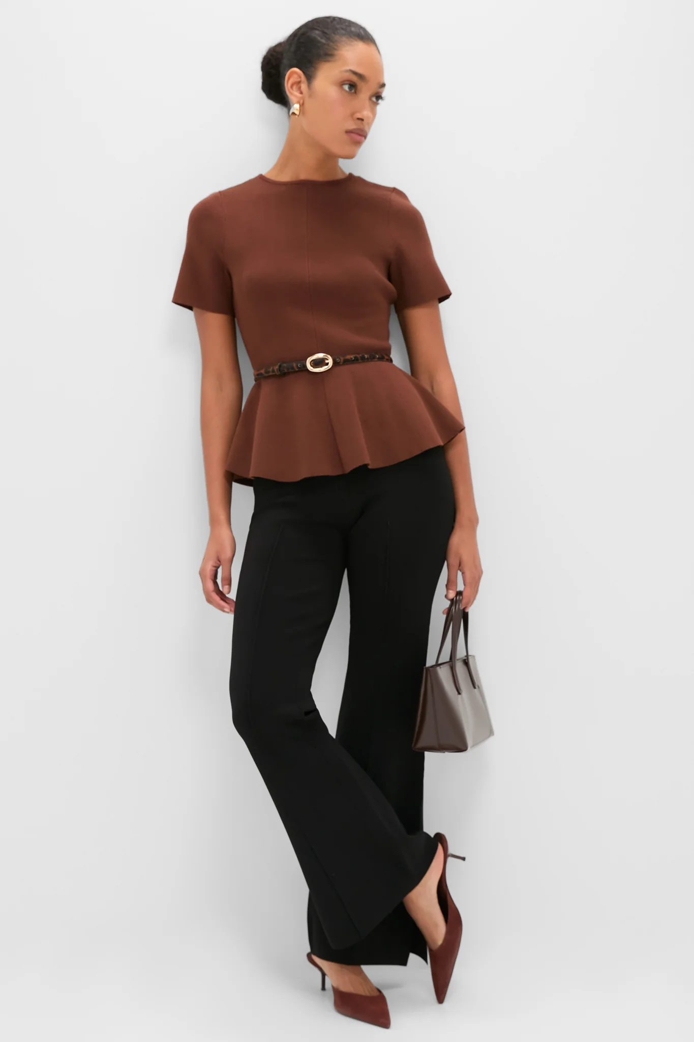 Leopard Haircalf Oval Buckle Skinny Belt - Image 2
