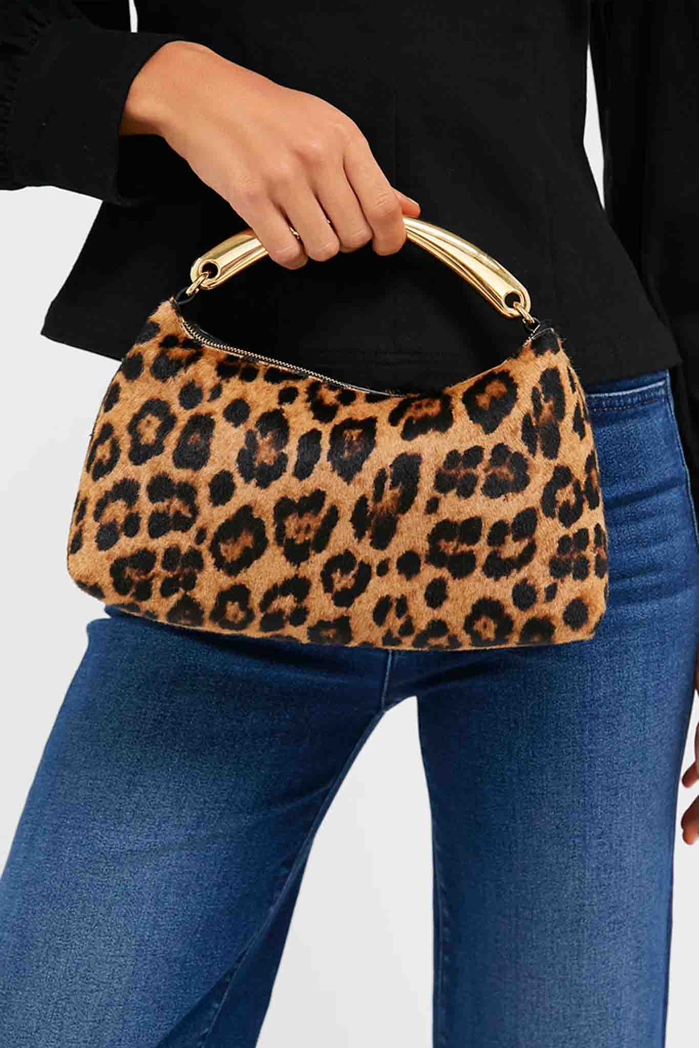 Leopard Metal Handle Rhea Bag - Image 2