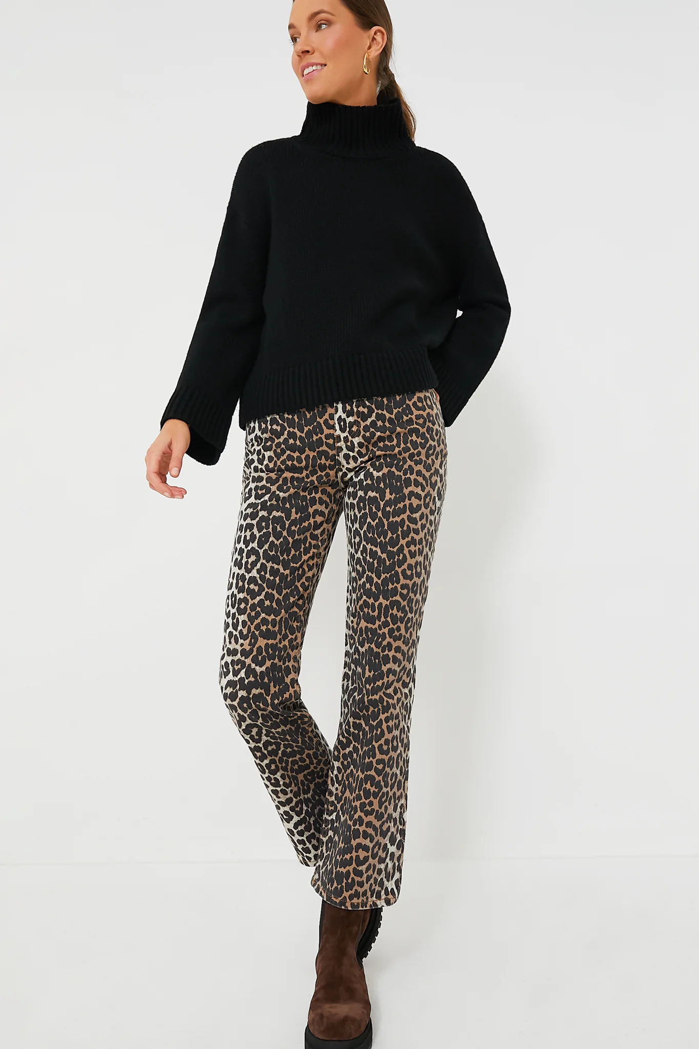 Leopard Print Denim Betzy Cropped - Image 2
