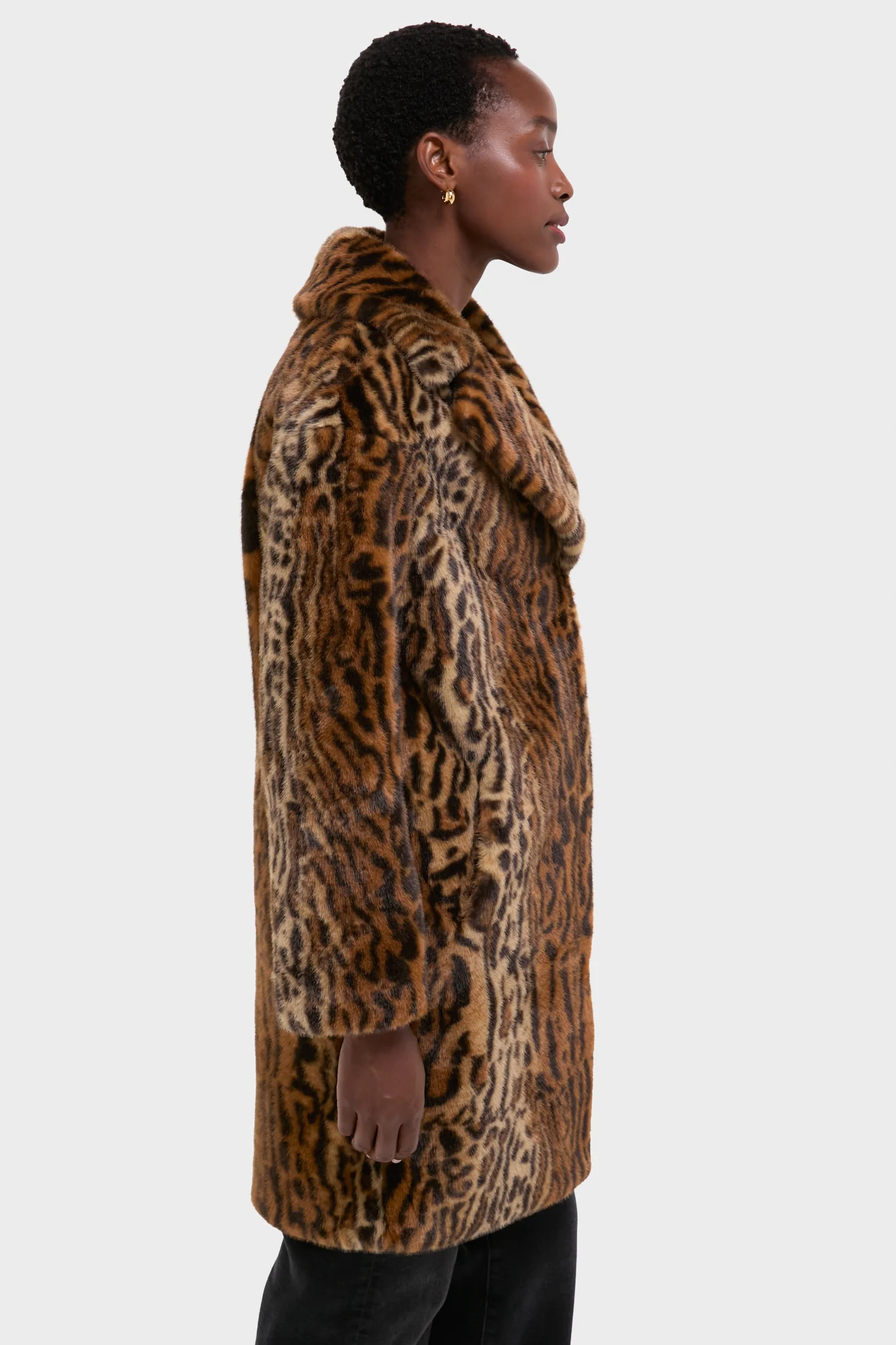 Leopard Print Faux Fur Camille Cocoon Coat - Image 3