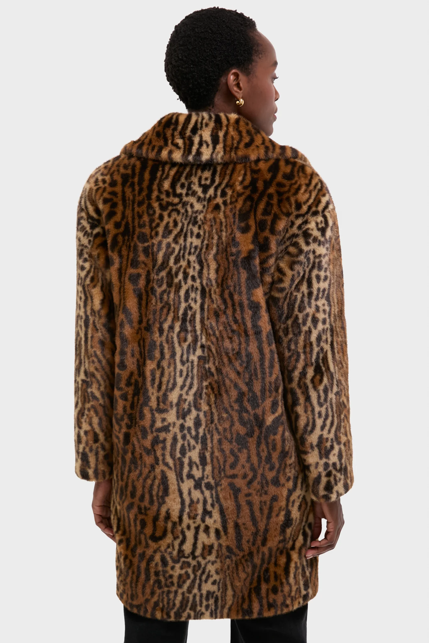 Leopard Print Faux Fur Camille Cocoon Coat - Image 4