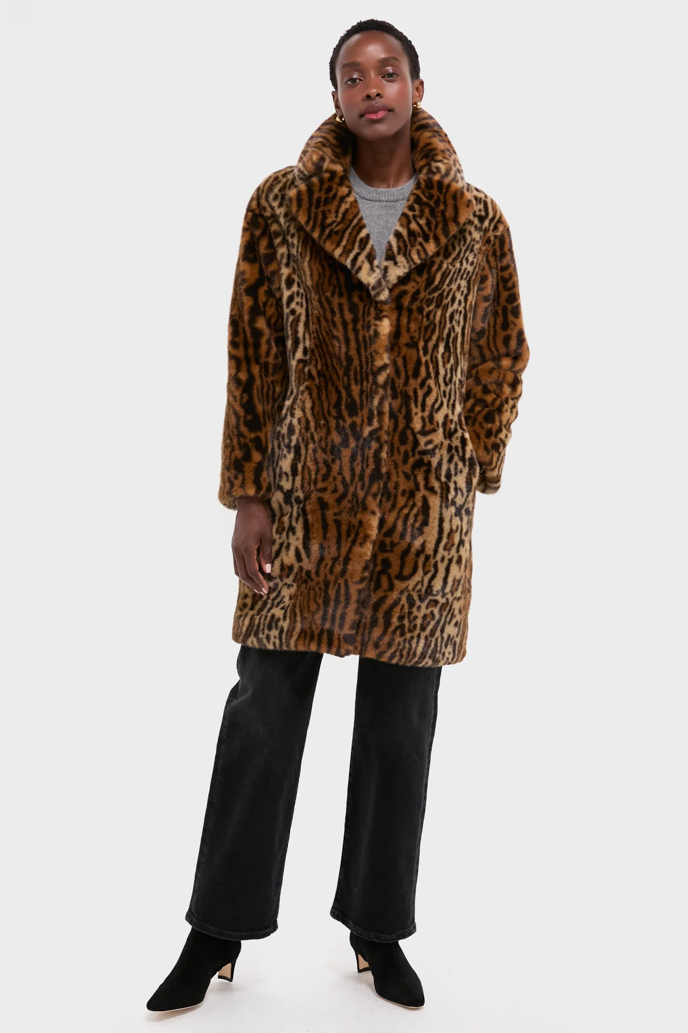 Leopard Print Faux Fur Camille Cocoon Coat - Image 5