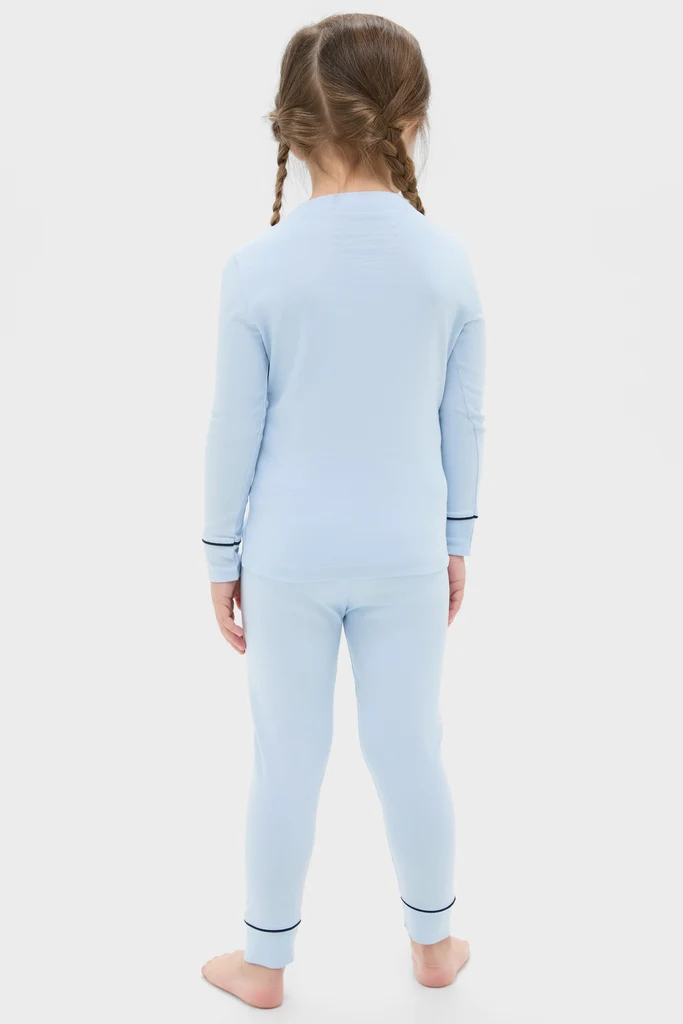 Light Blue Pima Cotton Arien Kid's Pajama Set - Image 3