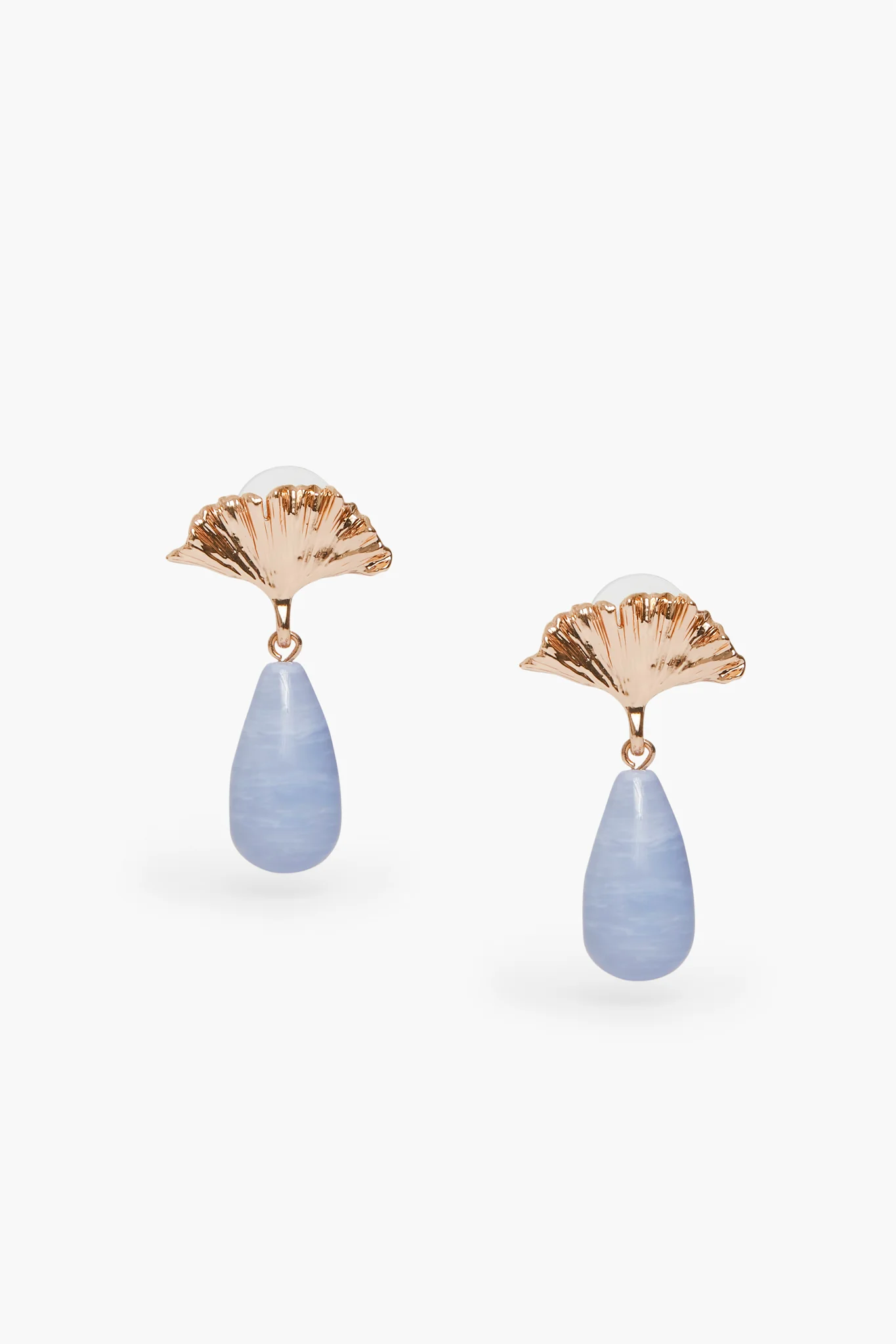 Light Blue Gingko Drop Earrings - Image 2