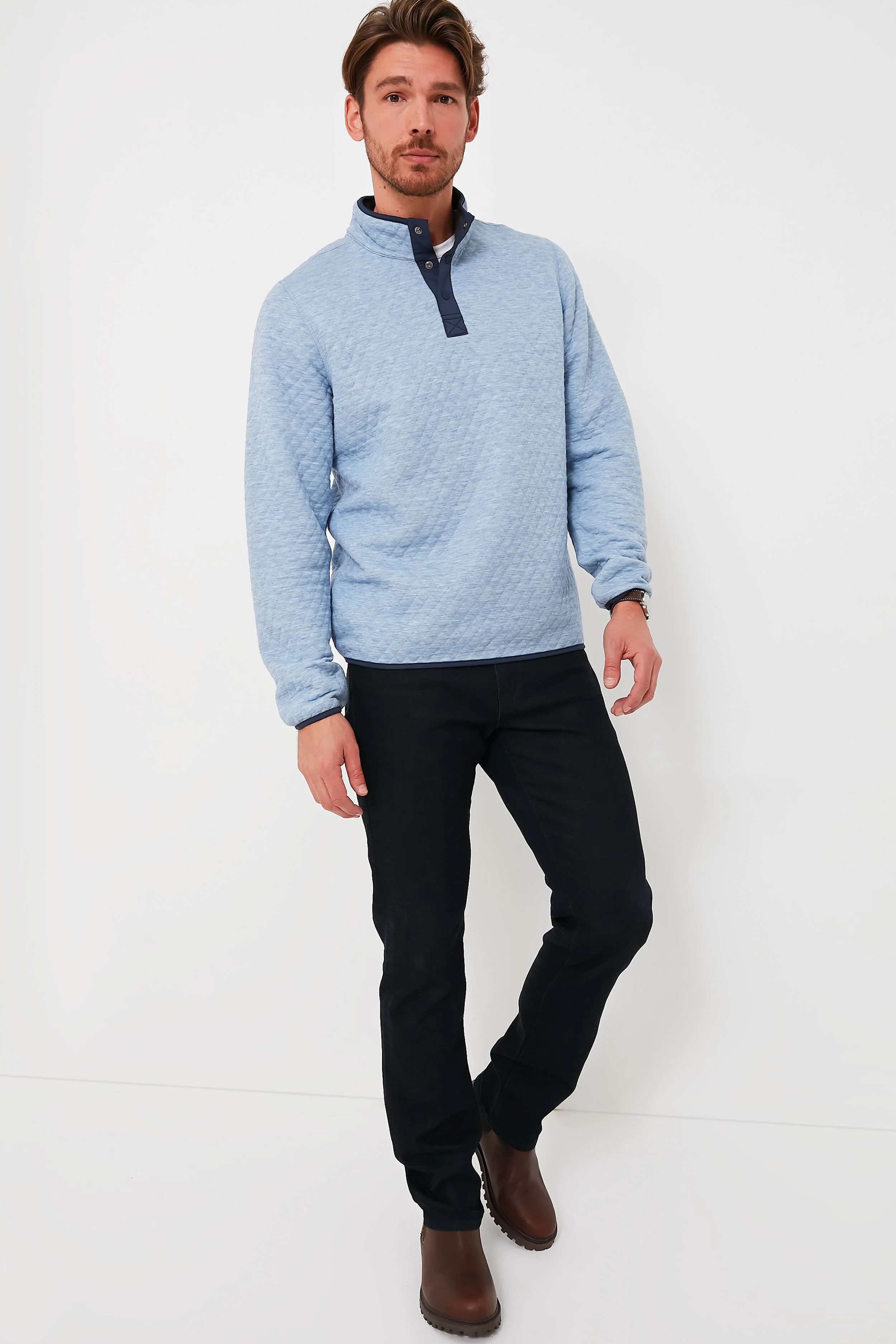 Light Blue Charcoal Heather Corbet Reversible Pullover - Image 2