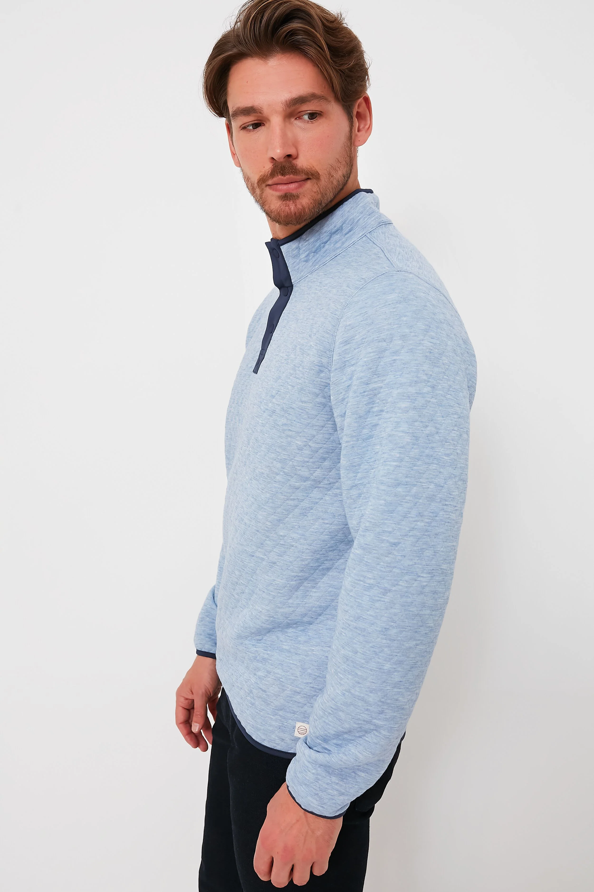 Light Blue Charcoal Heather Corbet Reversible Pullover - Image 3