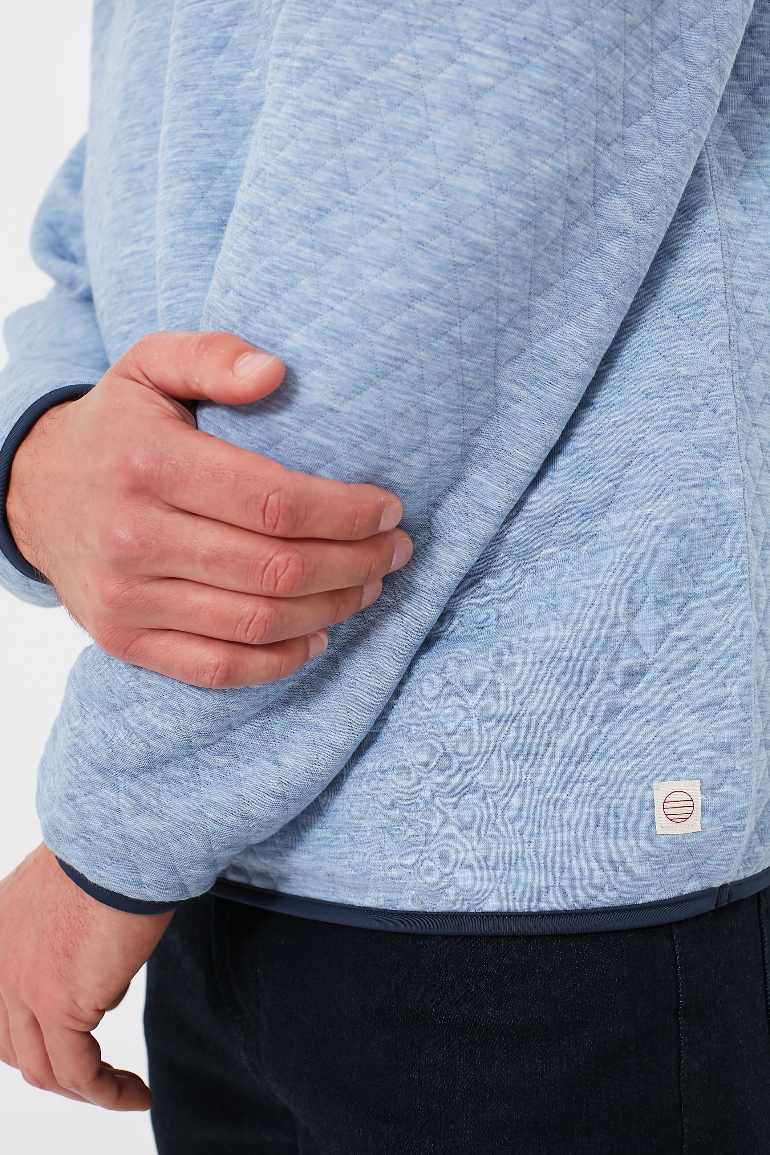 Light Blue Charcoal Heather Corbet Reversible Pullover - Image 5