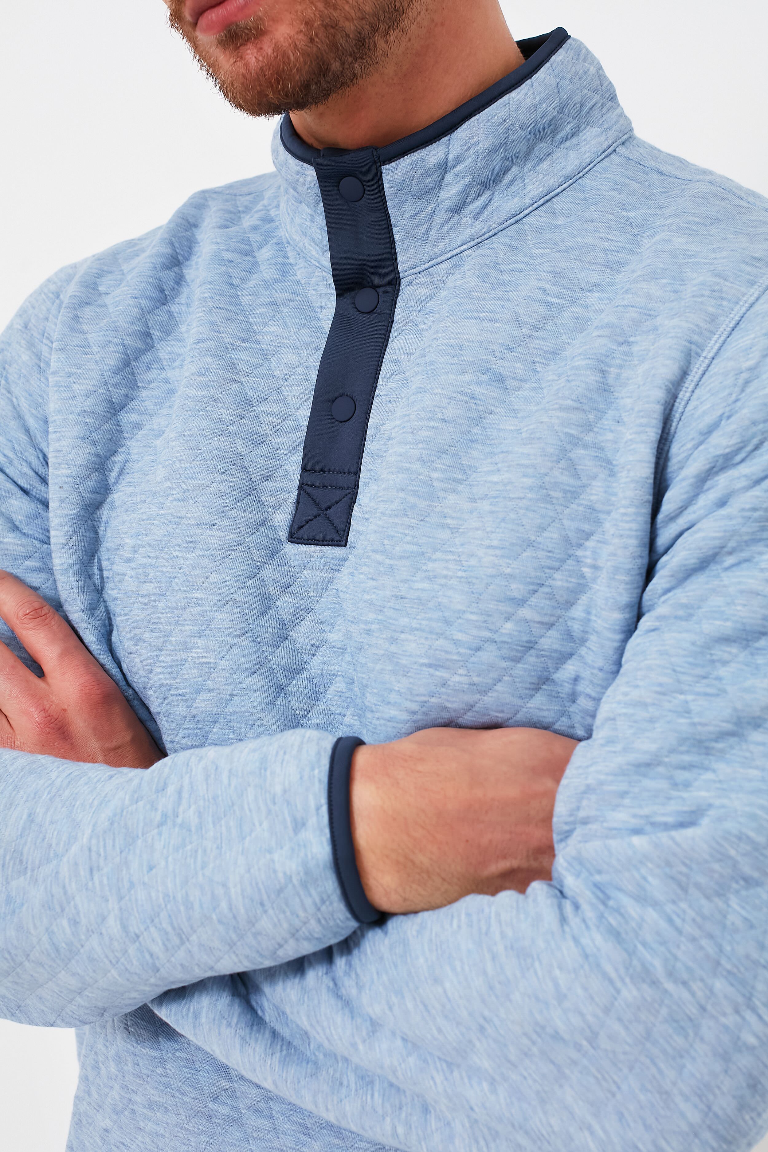 Light Blue Charcoal Heather Corbet Reversible Pullover - Image 6