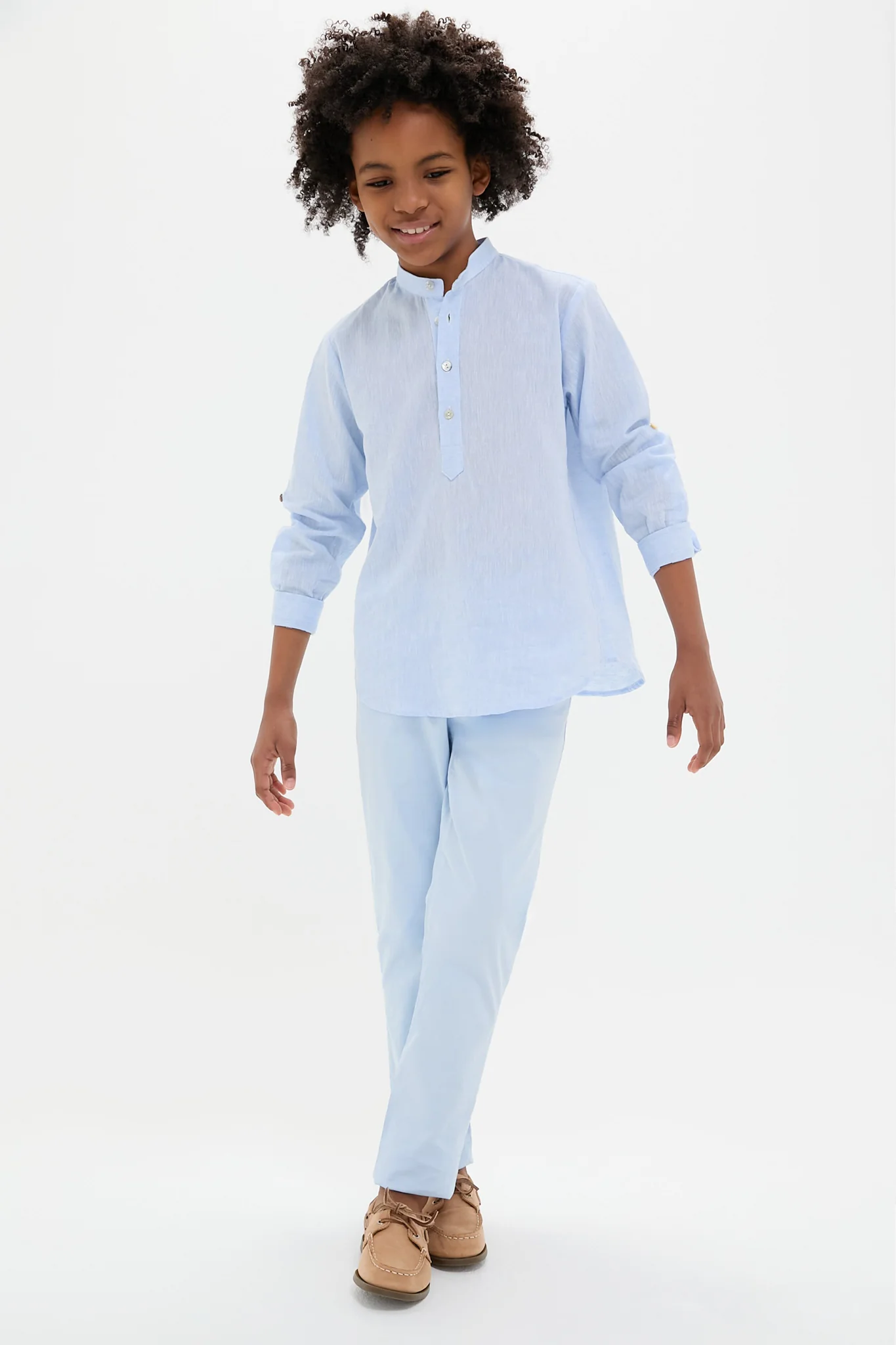 Light Blue Jazmin Linen Mix Long Sleeve Shirt - Image 3