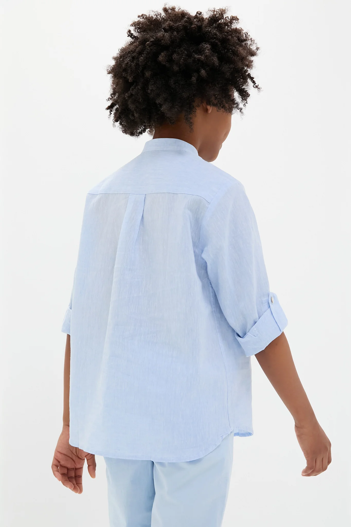 Light Blue Jazmin Linen Mix Long Sleeve Shirt - Image 4