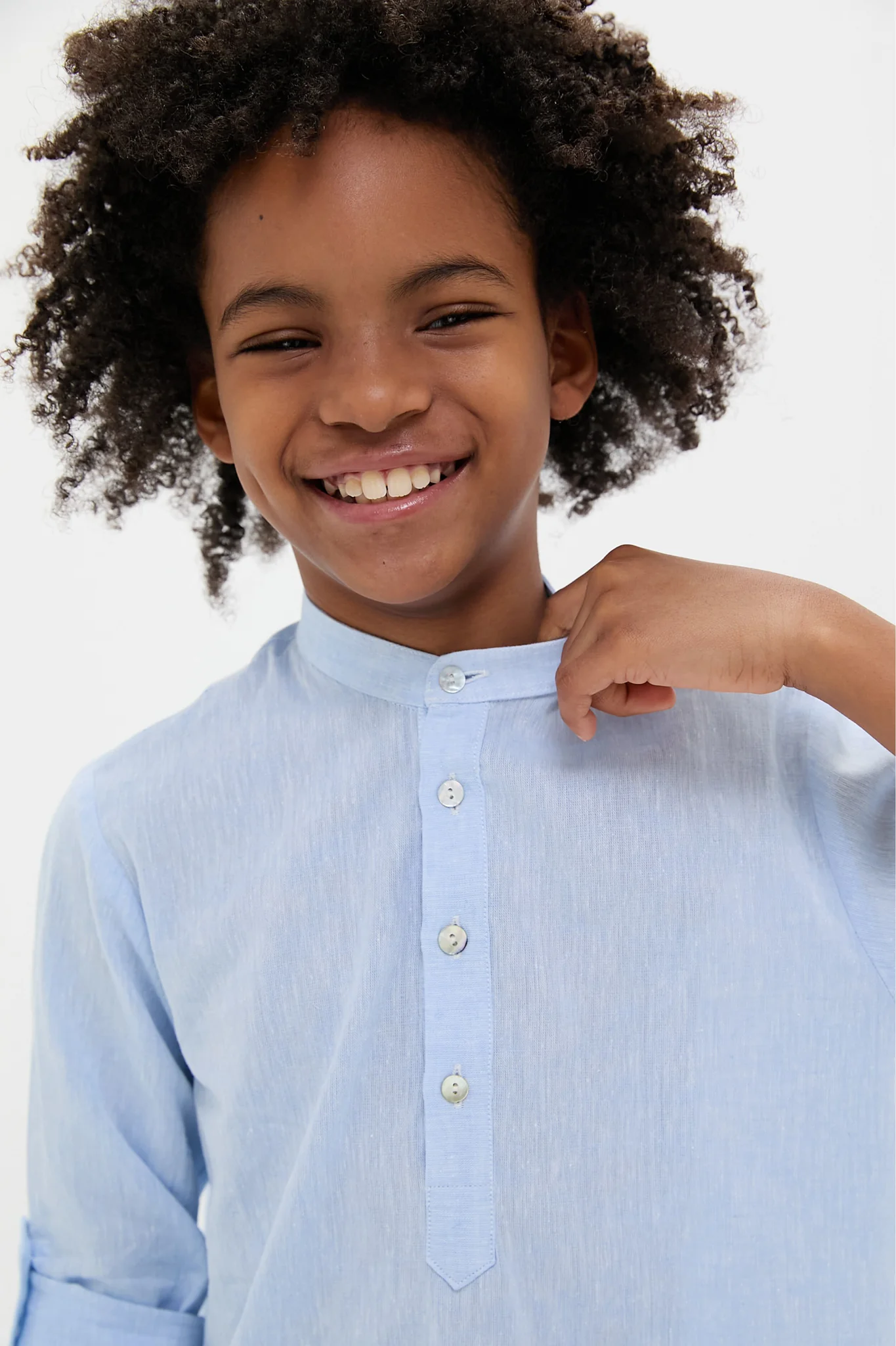 Light Blue Jazmin Linen Mix Long Sleeve Shirt - Image 5