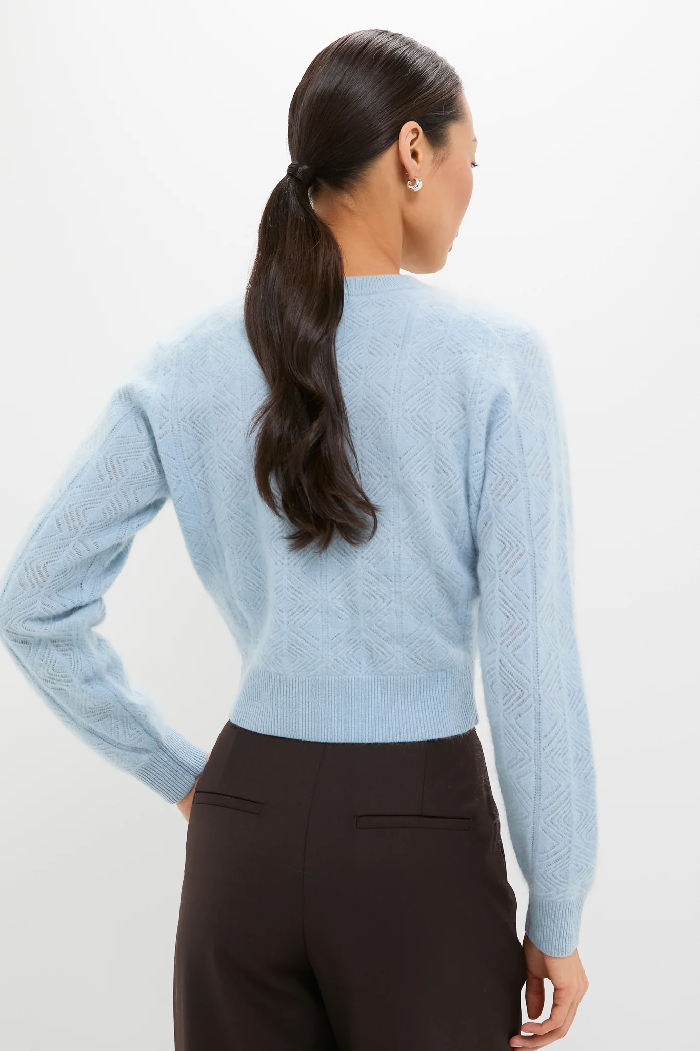 Light Blue Brushed Merino Wool Macy Cardigan - Image 4