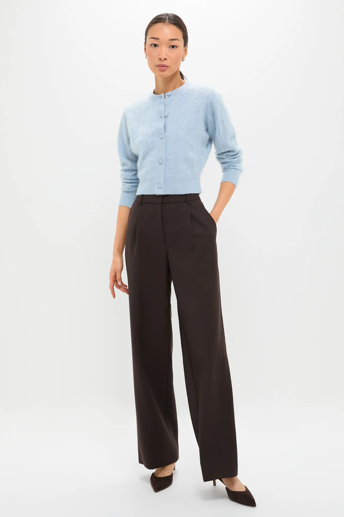 Light Blue Brushed Merino Wool Macy Cardigan - Image 6