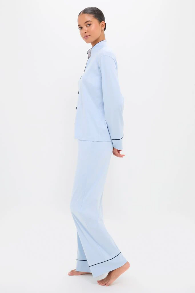 Light Blue Pima Cotton Wilford Women's Pajama Set - Image 3