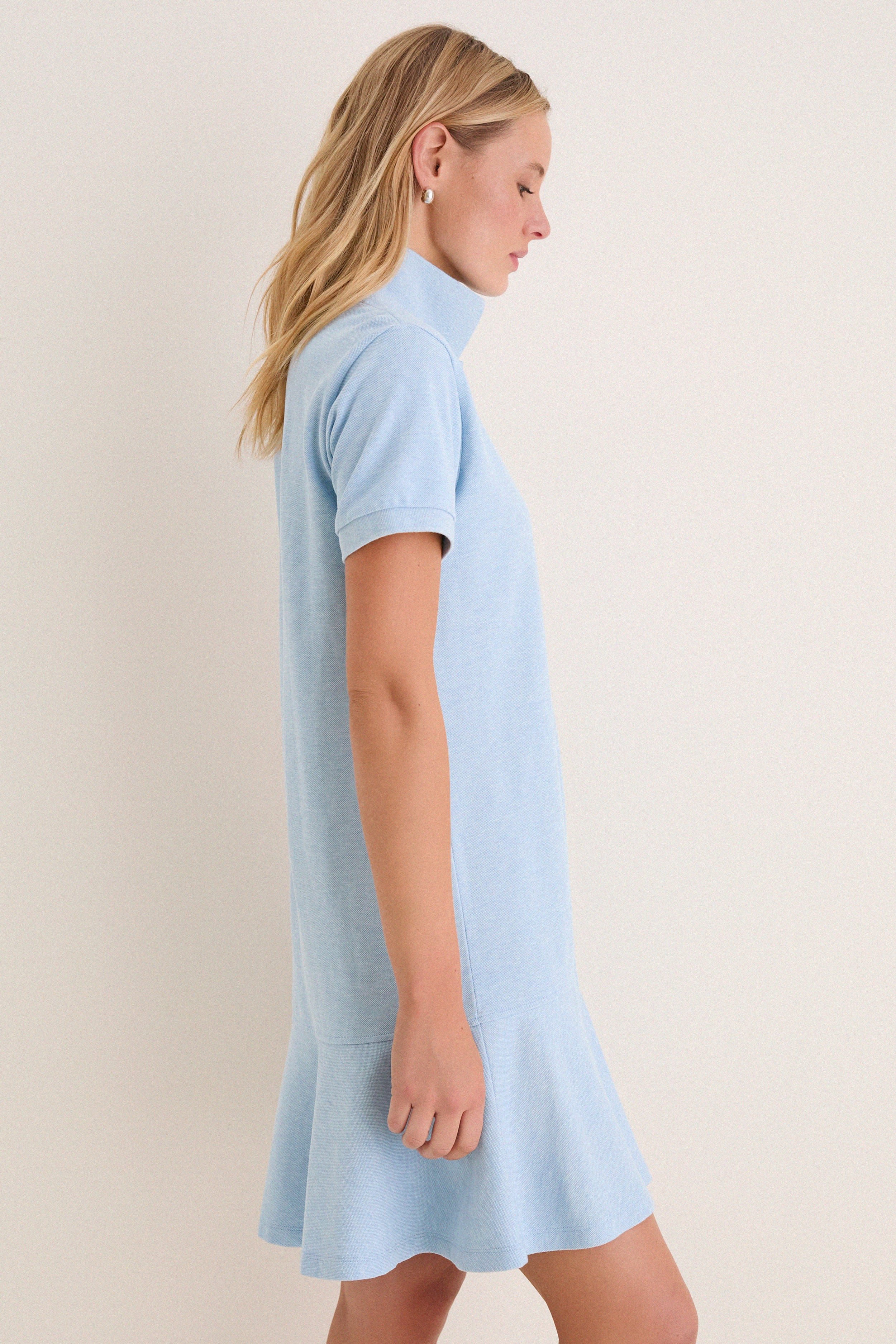 Light Blue Pique May Polo Dress - Image 3
