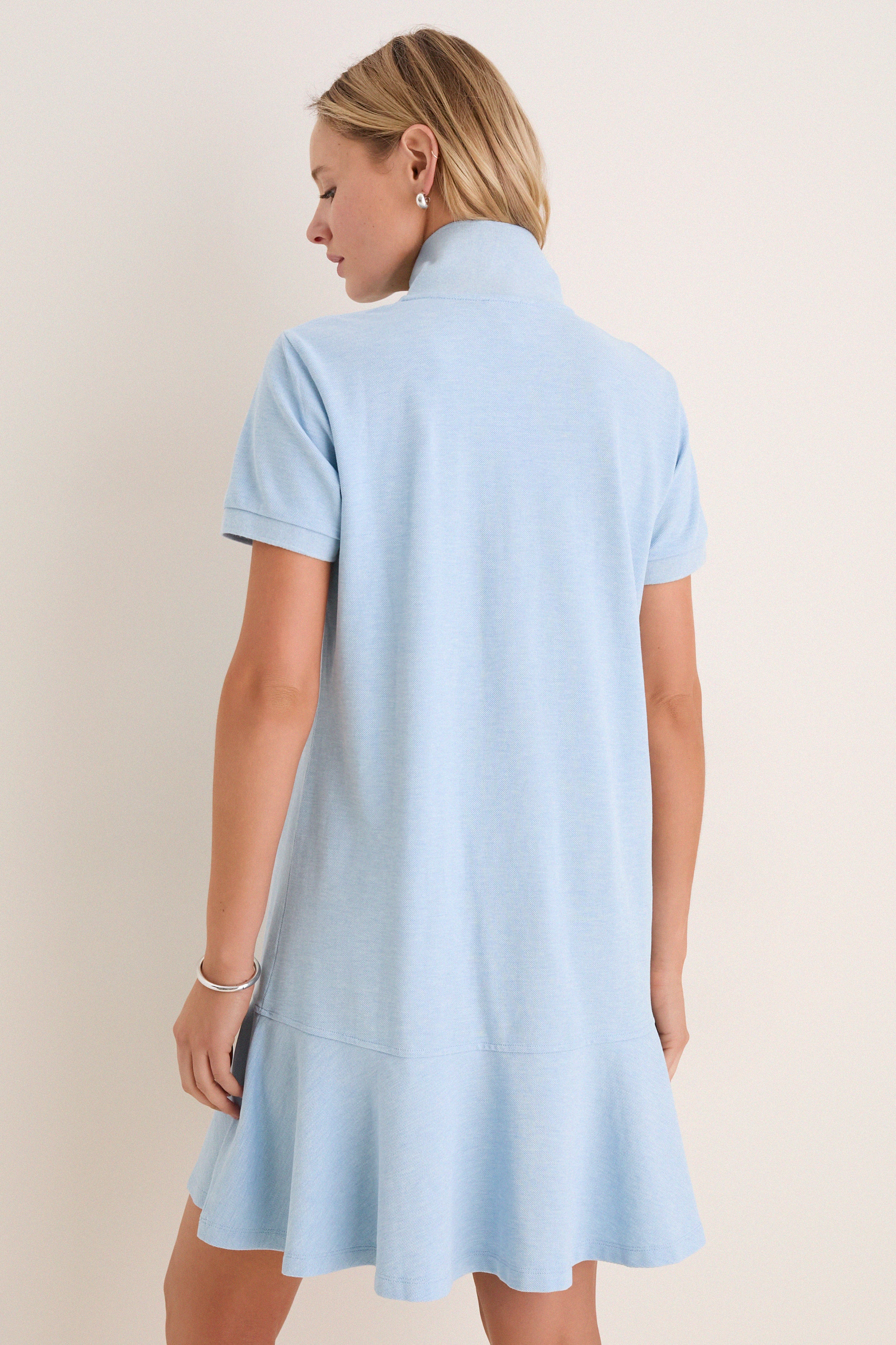 Light Blue Pique May Polo Dress - Image 4