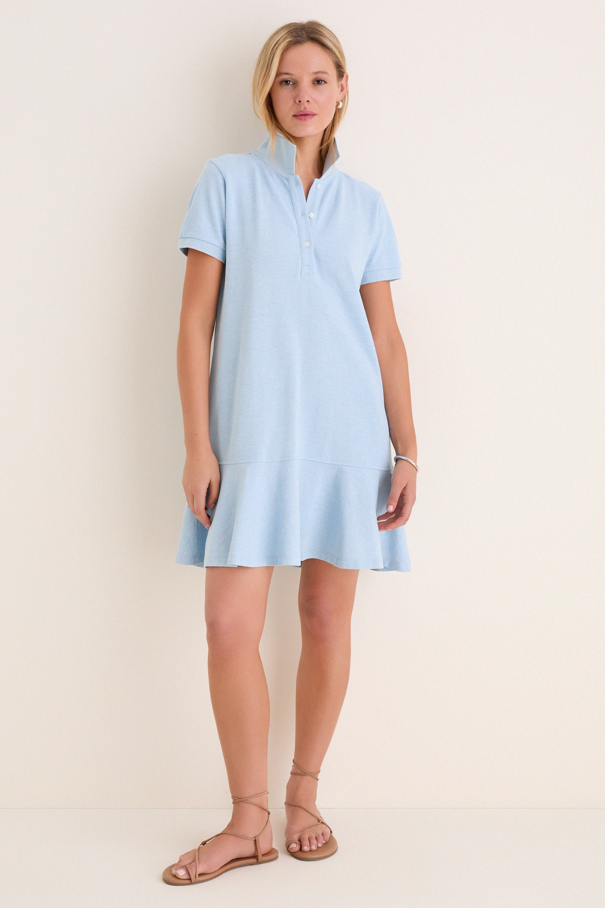 Light Blue Pique May Polo Dress - Image 6