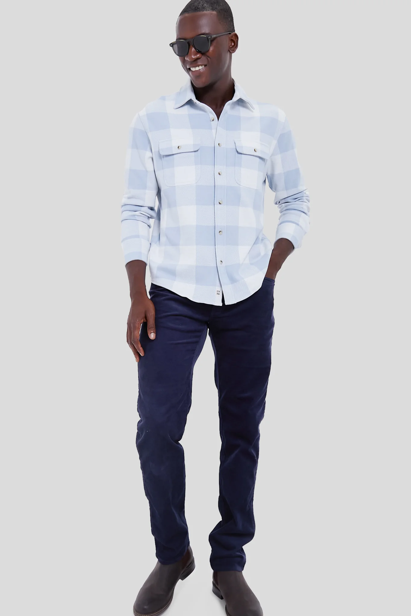Light Blue Plaid Dunewood Stretch Flannel - Image 2