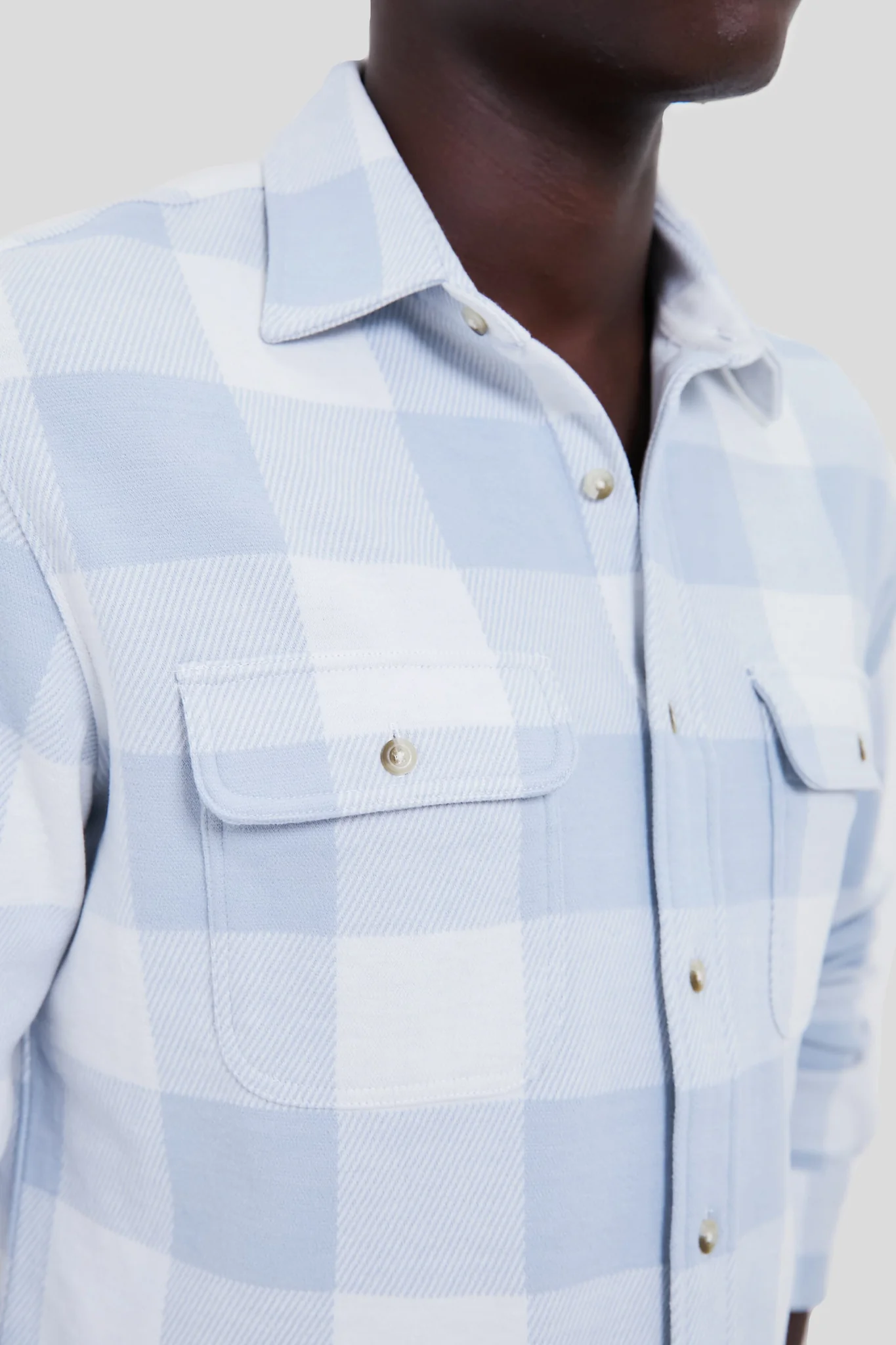 Light Blue Plaid Dunewood Stretch Flannel - Image 5