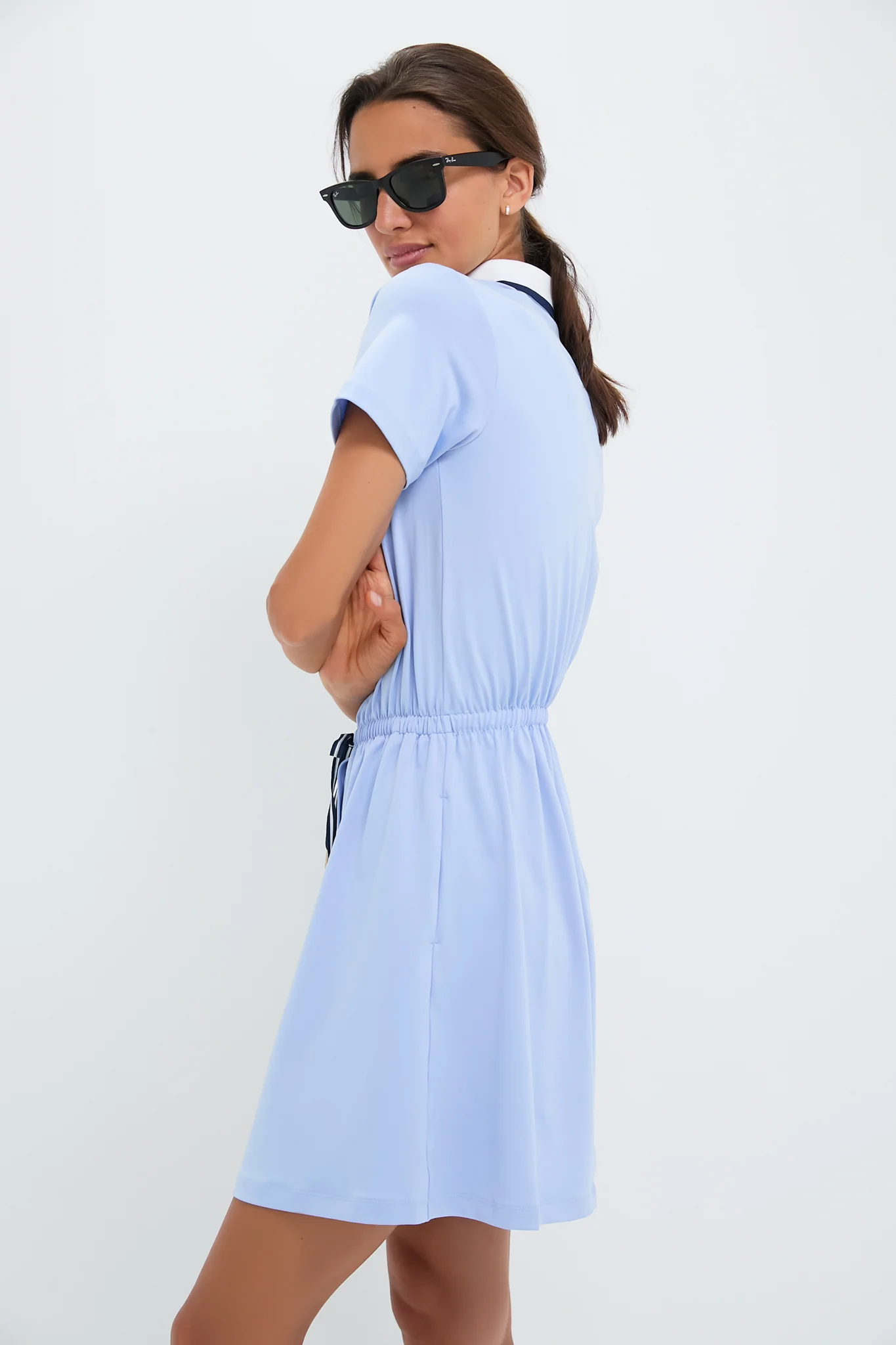 Light Blue Short Sleeve Performance Jersey Alcott Golf Dress - Image 3