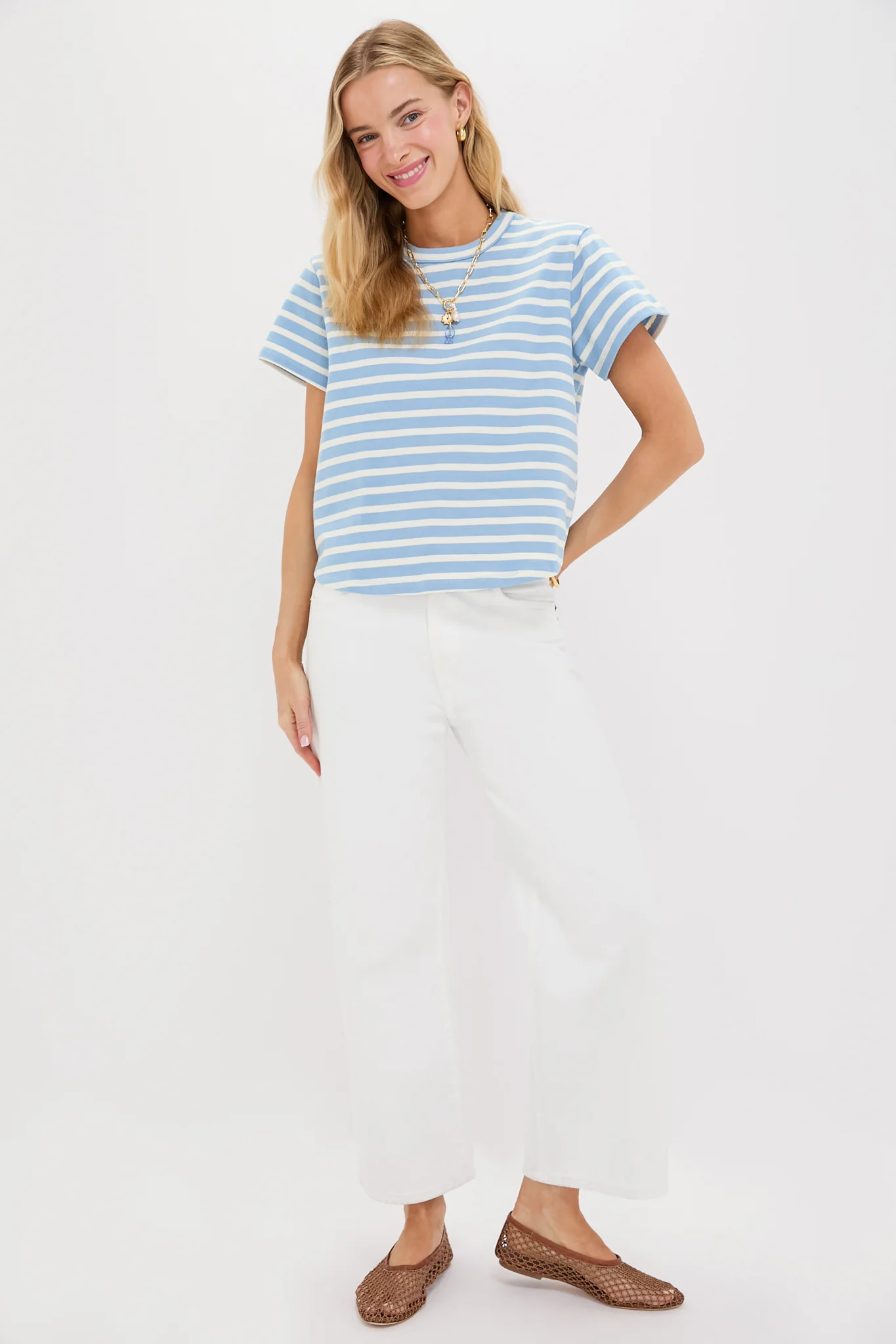 Light Blue Stripe Parker Classic Tee - Image 2