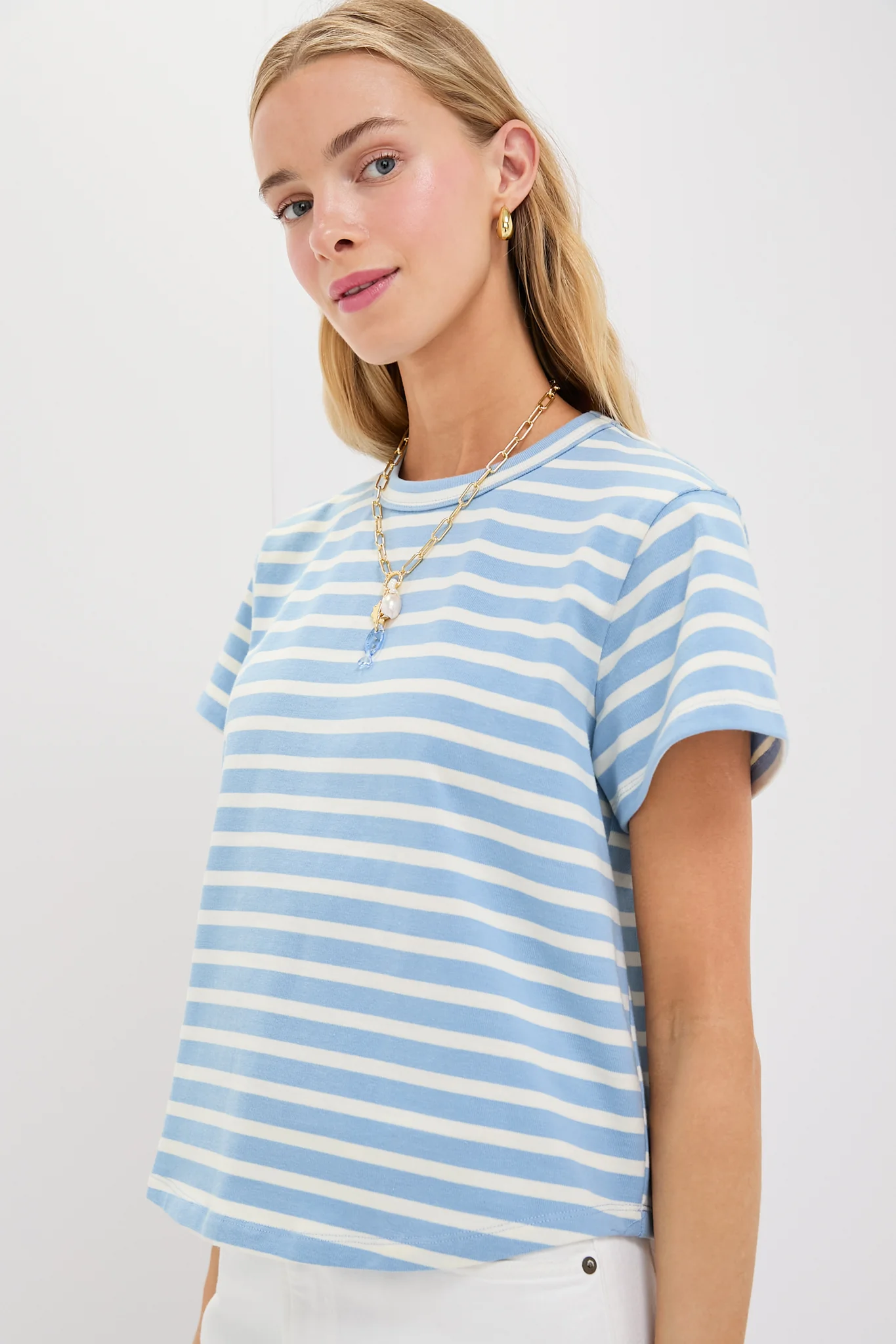 Light Blue Stripe Parker Classic Tee - Image 3