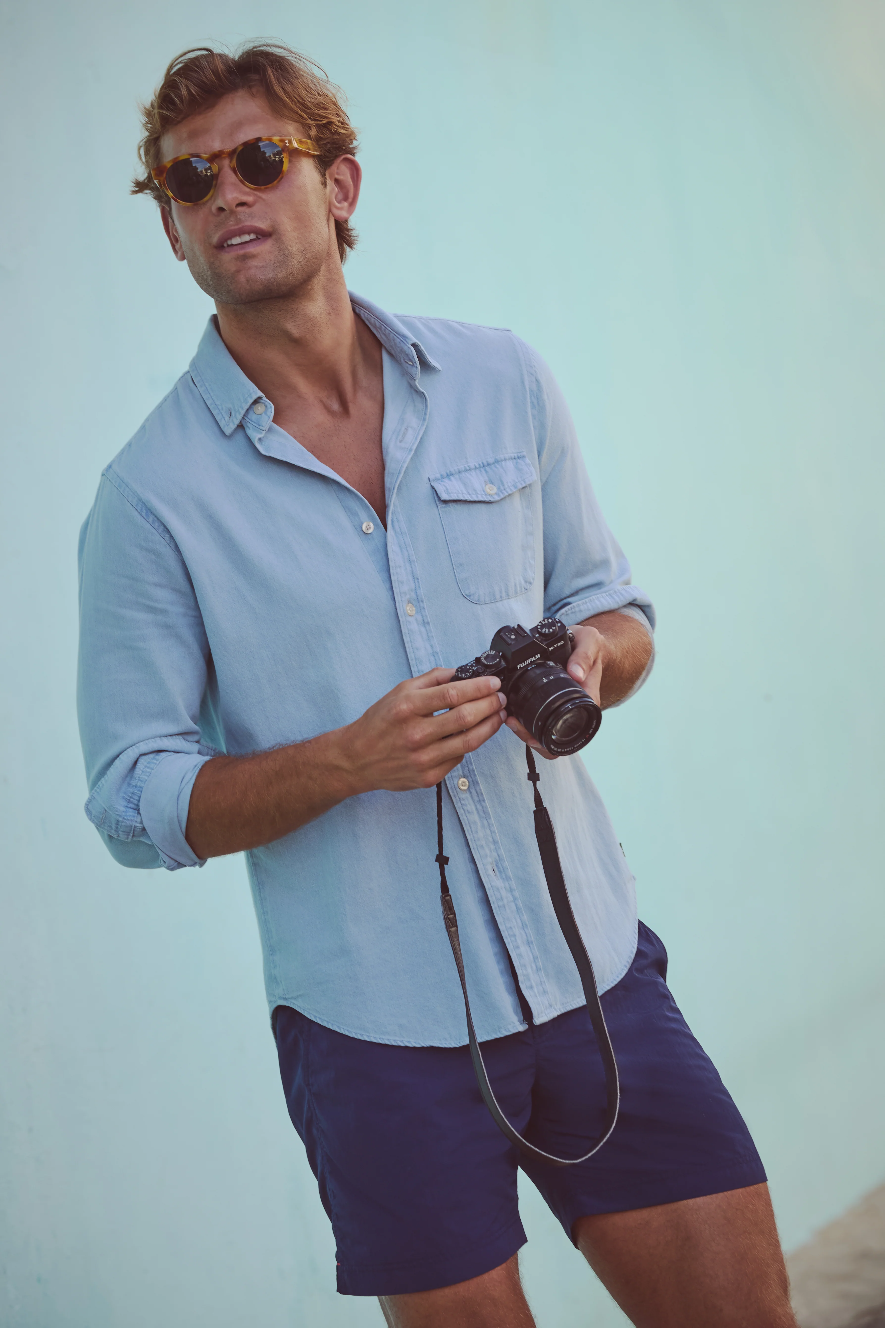 Light Blue Washed Denim Shirt - Image 2