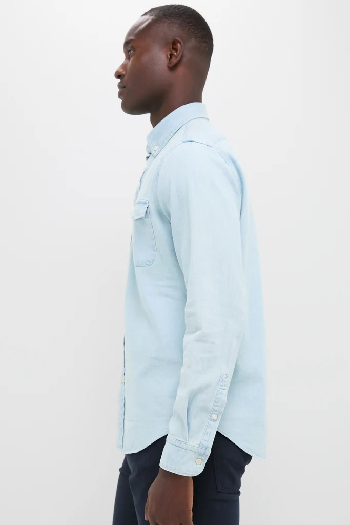 Light Blue Washed Denim Shirt - Image 4