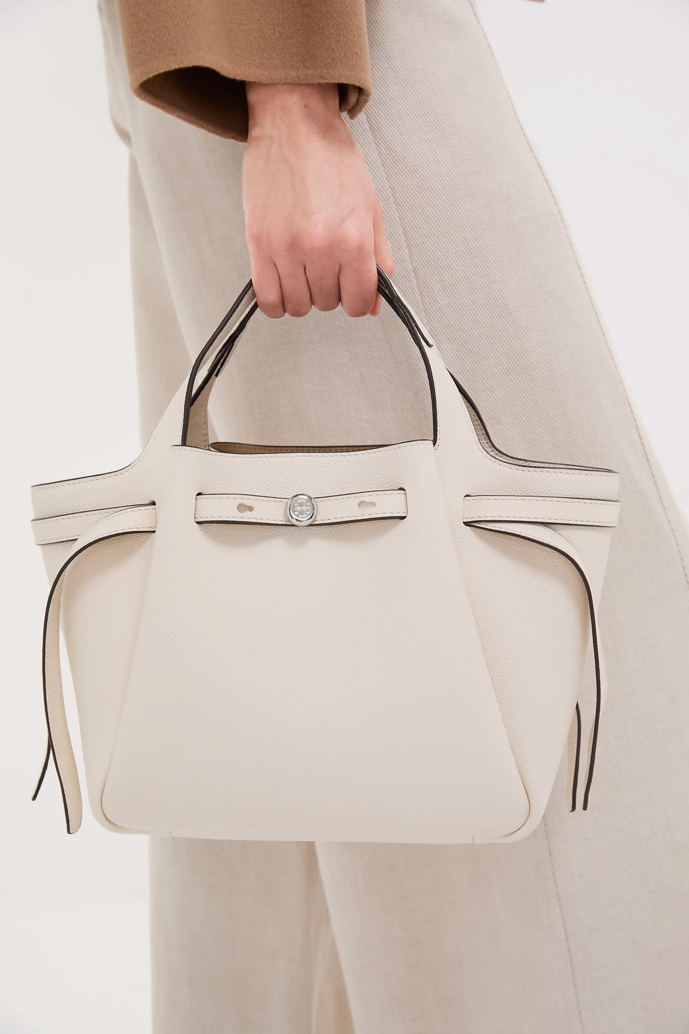 Light Cream Romy Pebbled Satchel - Image 2