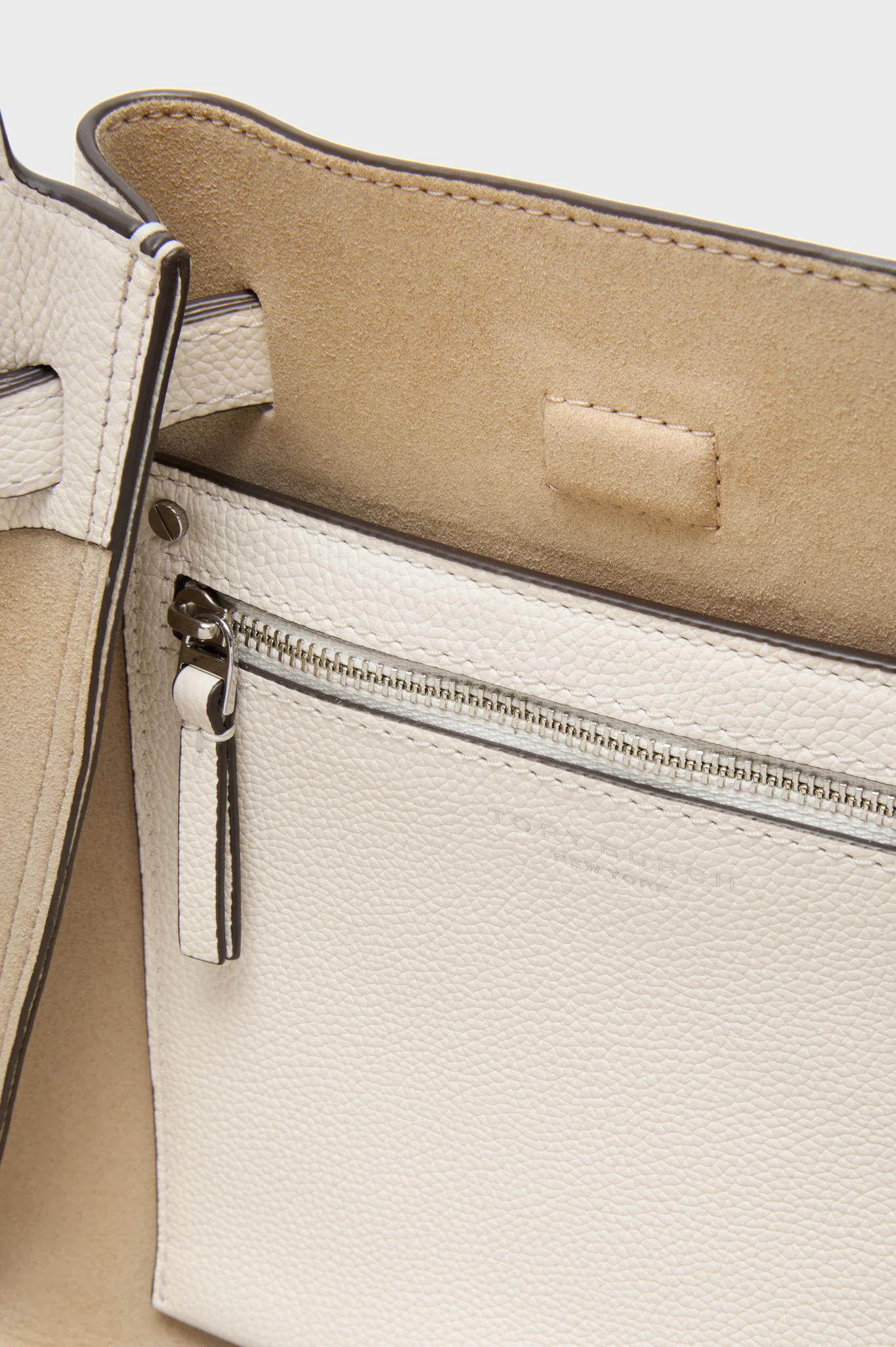 Light Cream Romy Pebbled Satchel - Image 6