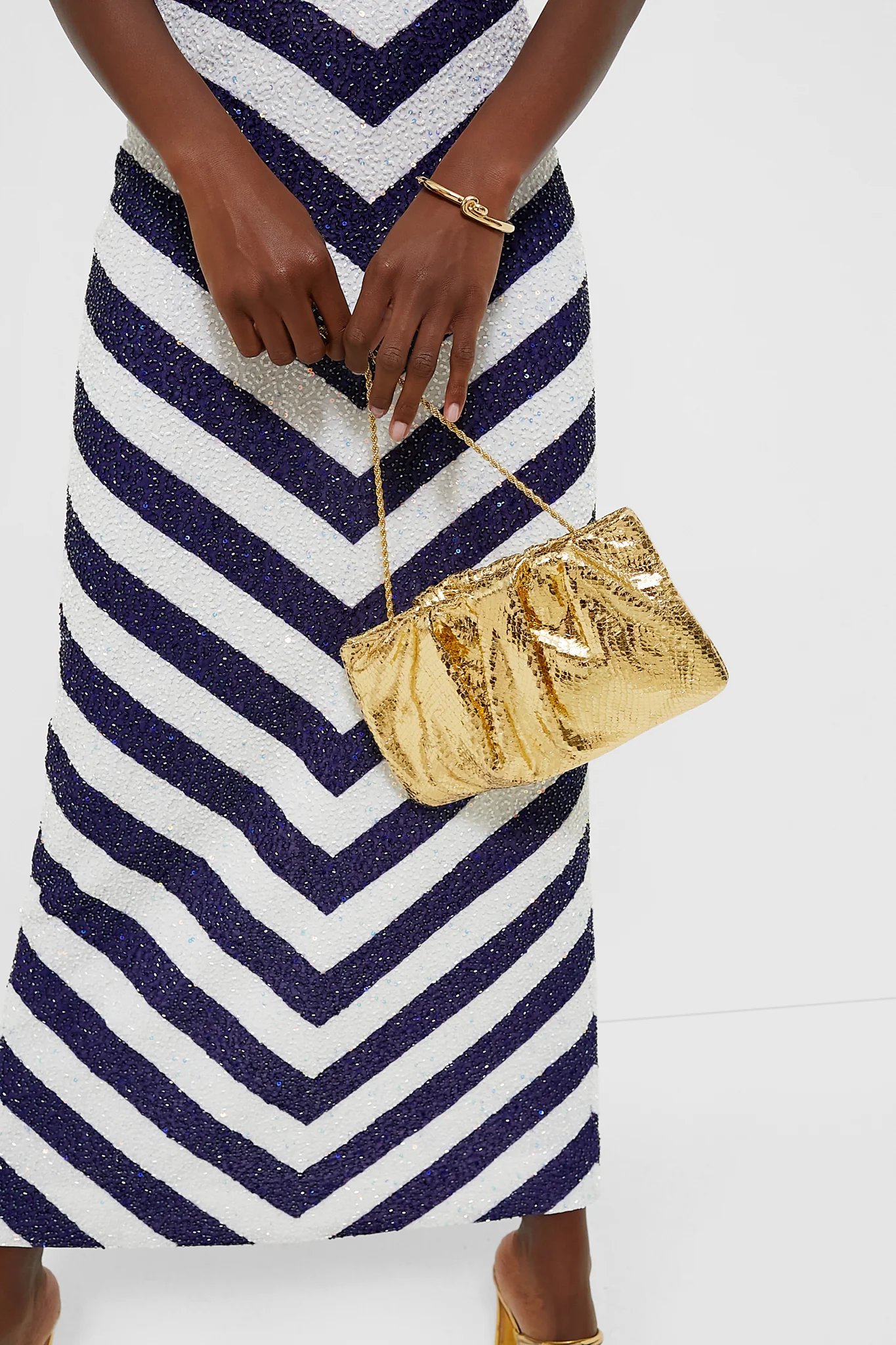 Light Gold Embossed Snake Serena Clutch - Image 4