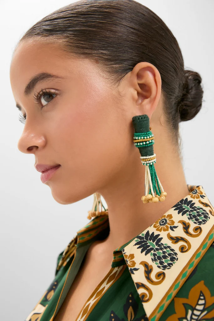 Light Green and Ecru Mosaic Dreams Earrings - Image 2