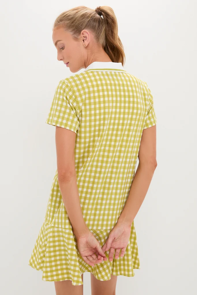 Light Green Gingham Performance Seersucker Short Sleeve May Golf Dress - Image 4