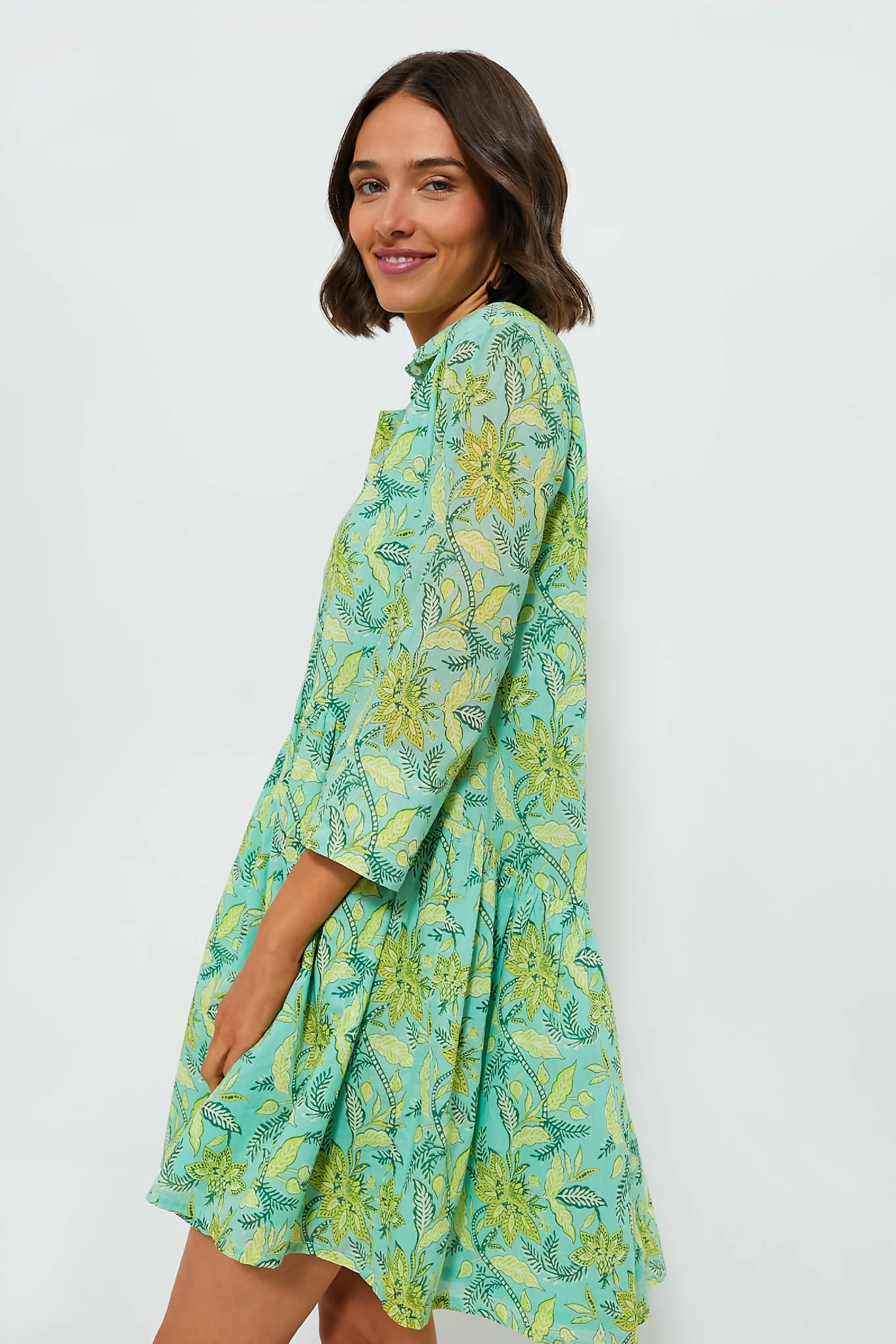 Light Green Tenango Deauville Short Dress - Image 3