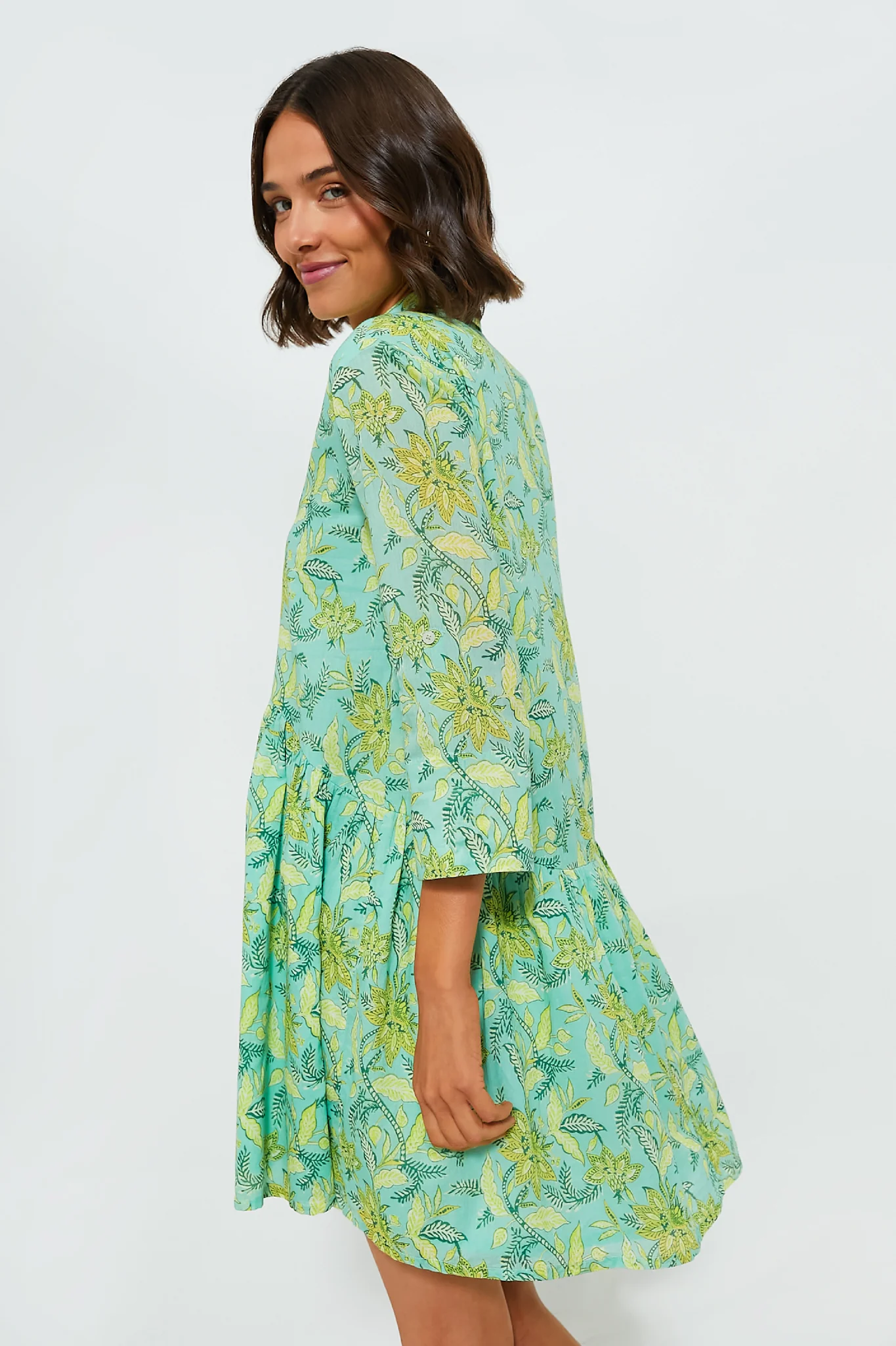 Light Green Tenango Deauville Short Dress - Image 4