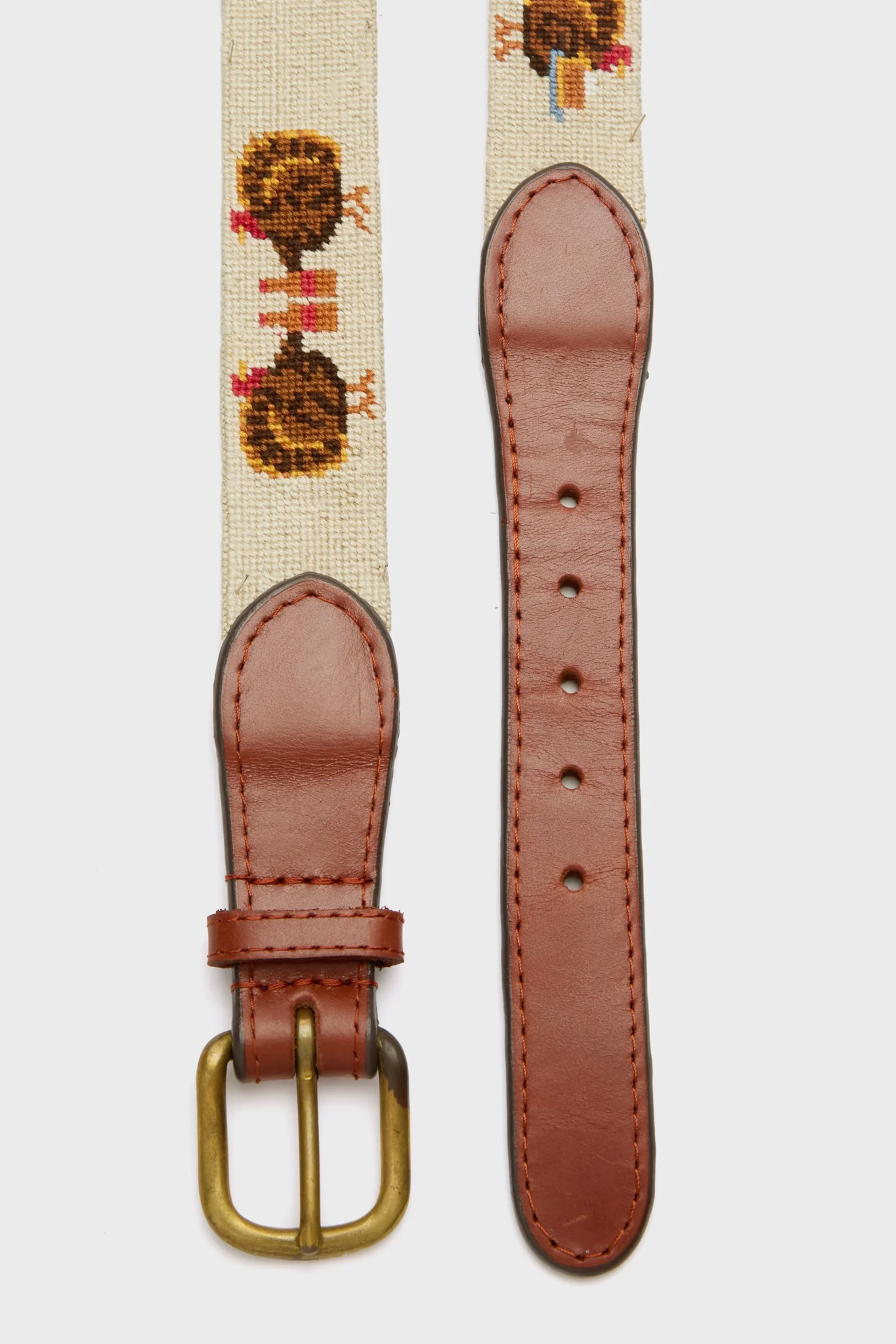 Light Khaki Turkey Day Needlepoint Belt - Image 3