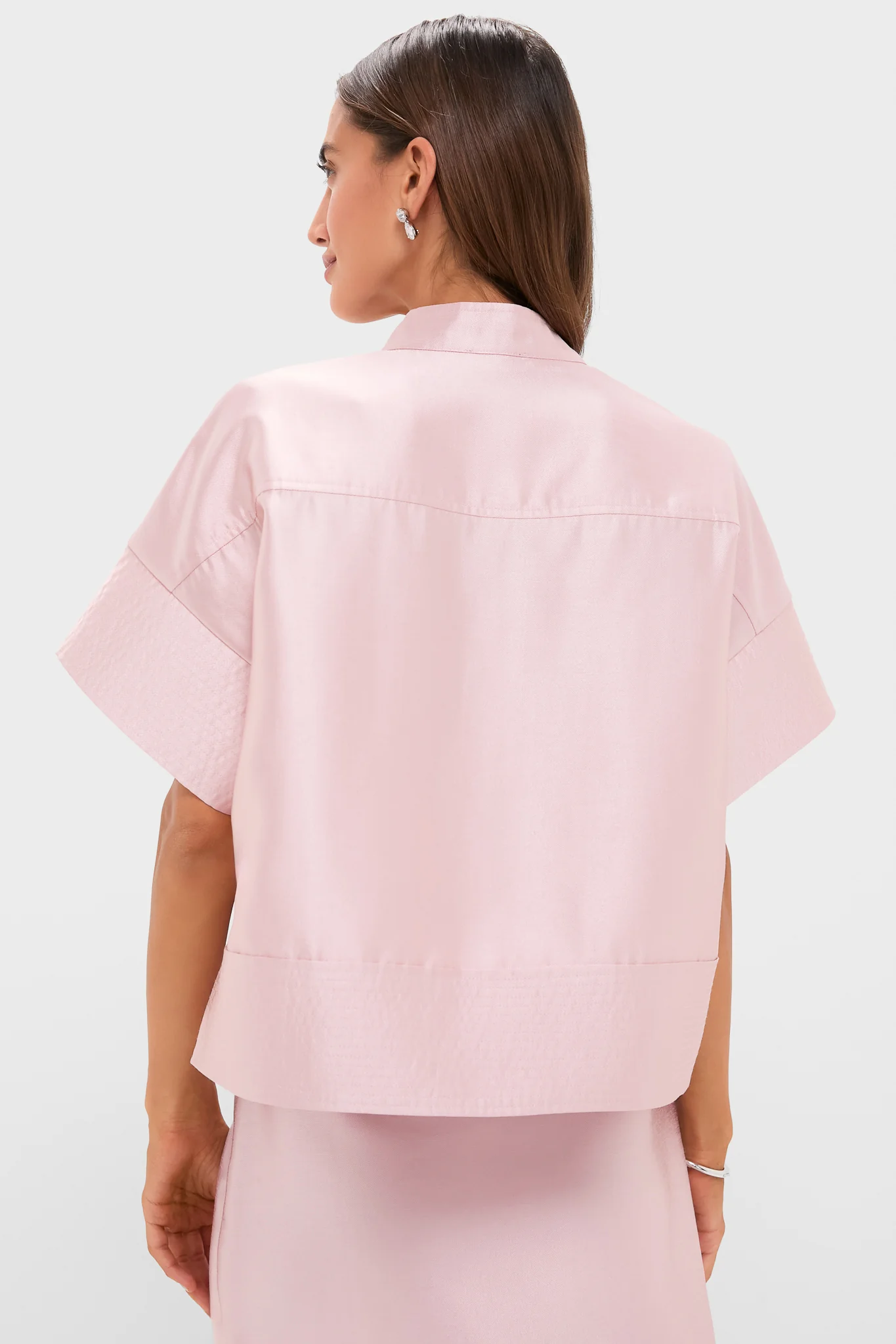 Light Pink Dupioni Trapunto Stitch Sofia Shirt - Image 4