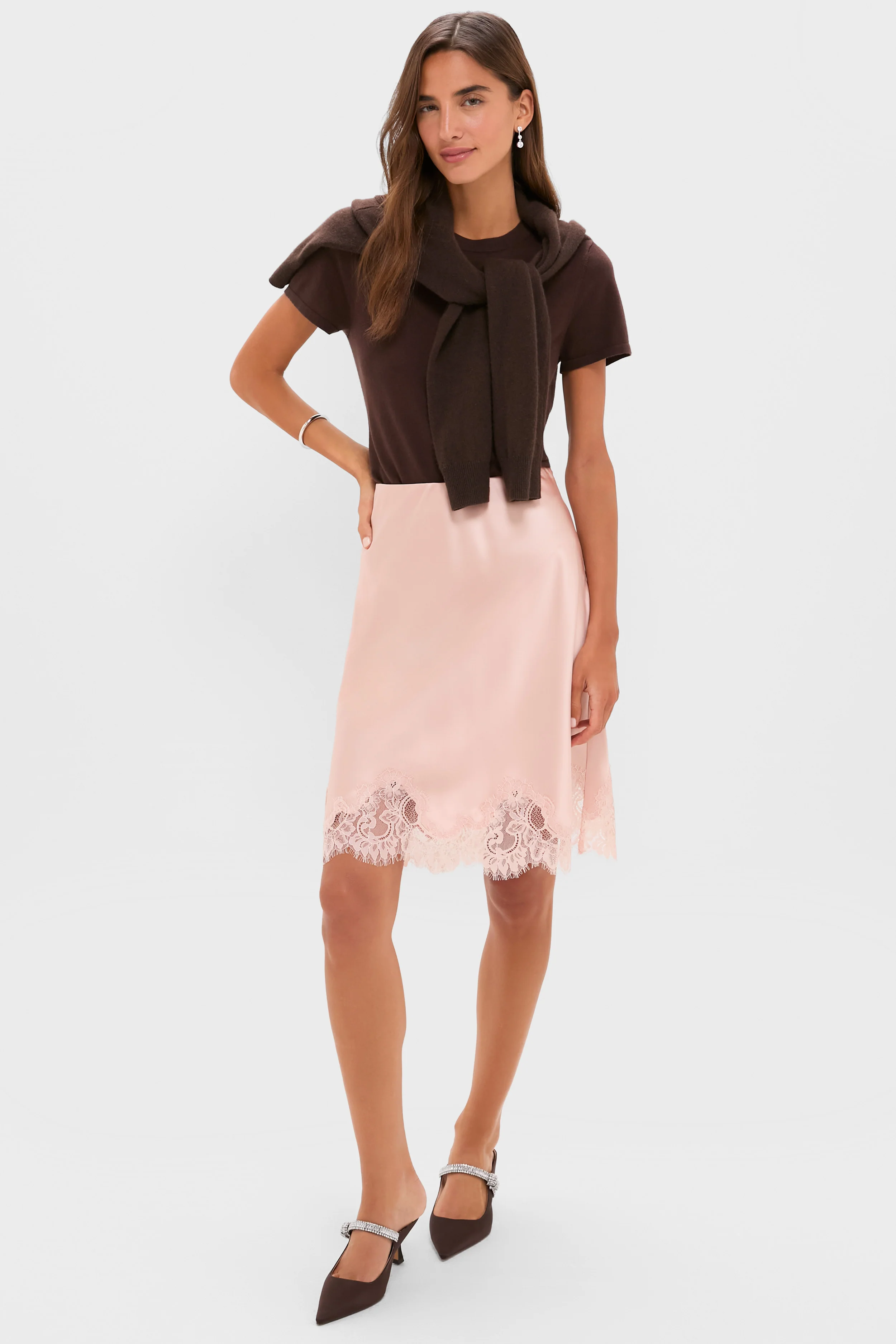 Light Pink Satin Mischa Slip Mini Skirt - Image 6