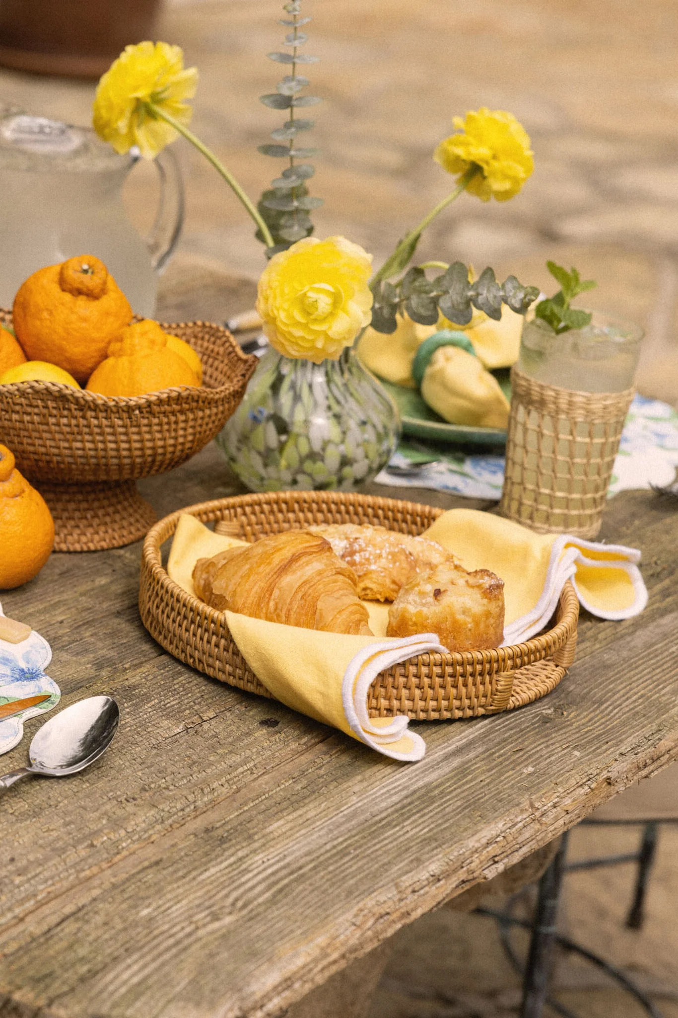 Light Rattan Footed Bowl - Image 4