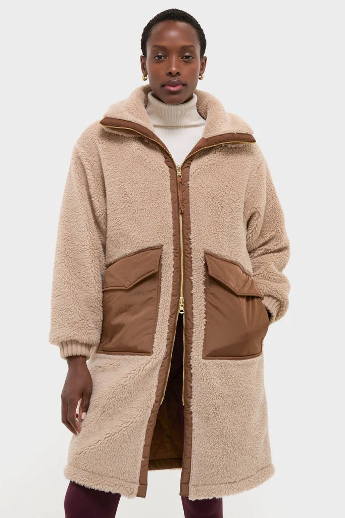 Light Taupe and Cocoa Dust Theia Reversible Coat