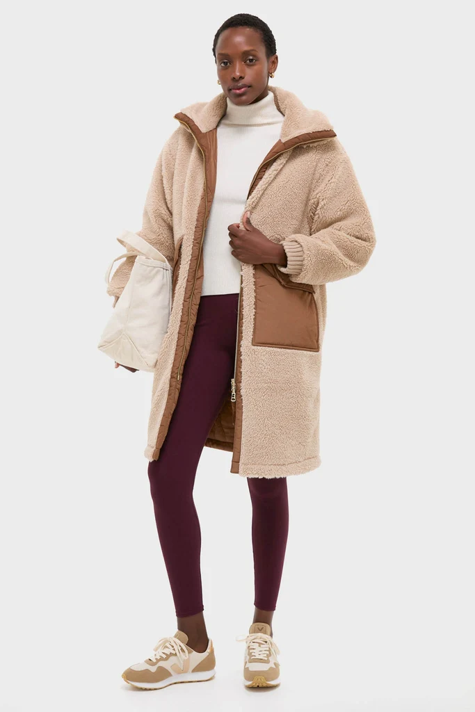 Light Taupe and Cocoa Dust Theia Reversible Coat - Image 3