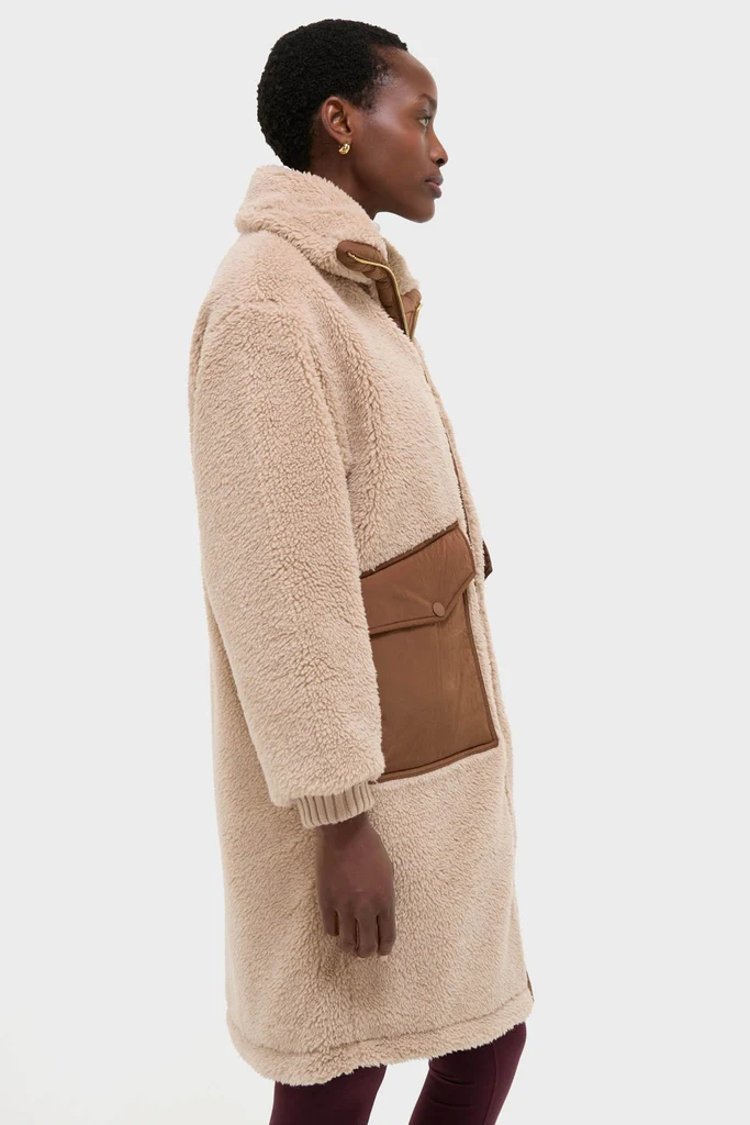 Light Taupe and Cocoa Dust Theia Reversible Coat - Image 4