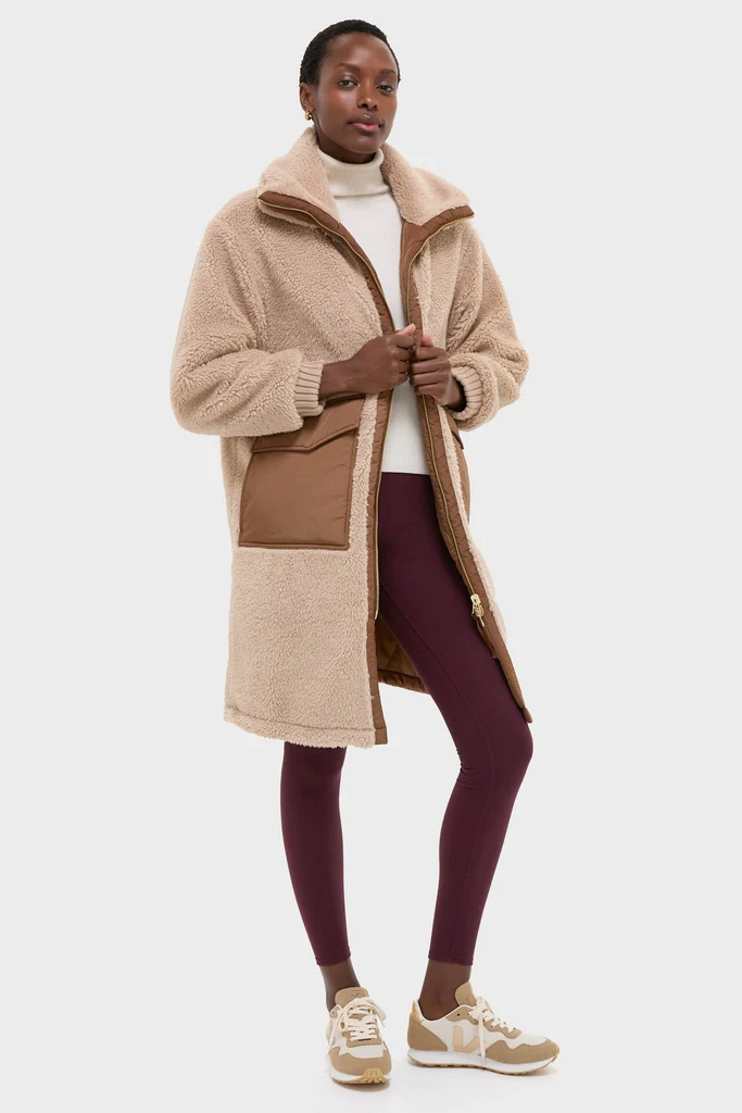 Light Taupe and Cocoa Dust Theia Reversible Coat - Image 6