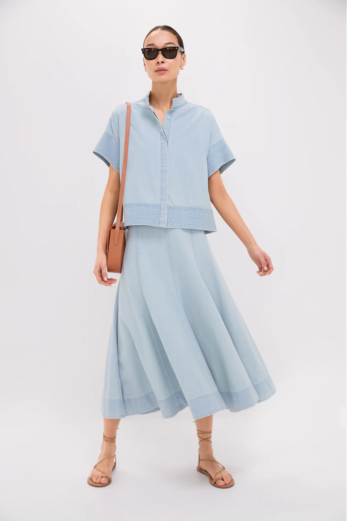 Light Wash Denim Trapunto Stitch Sofia Shirt - Image 3