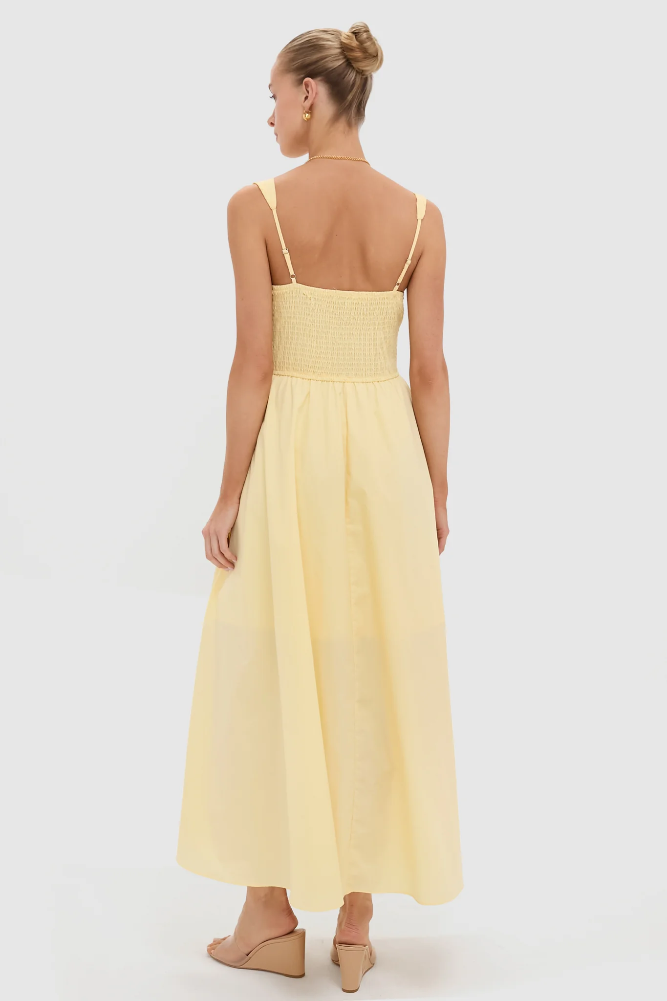 Light Yellow V-Neck Maxi Dress - Image 4