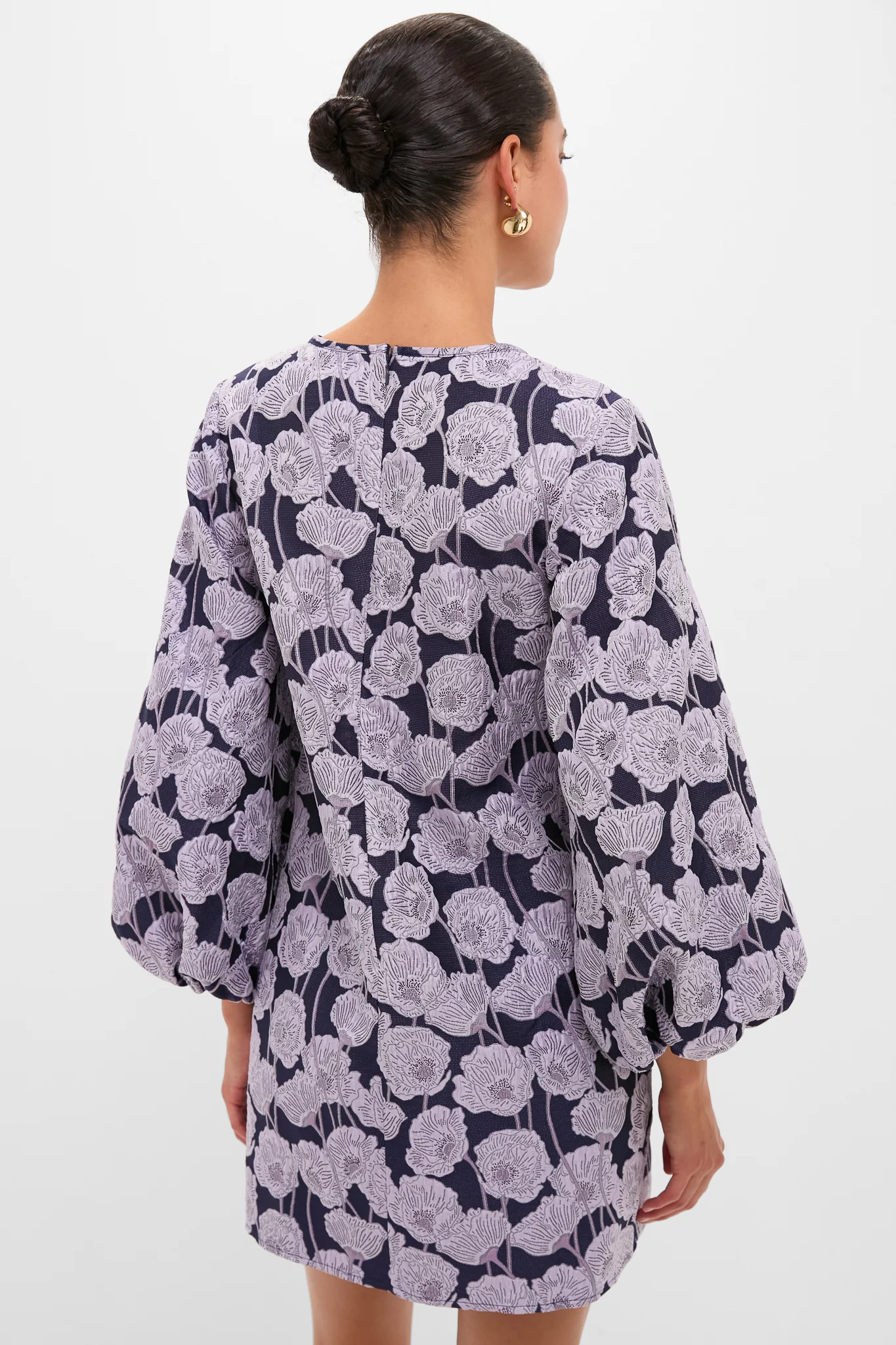 Lilac & Navy Floral Jacquard Janie Mini Dress - Image 4